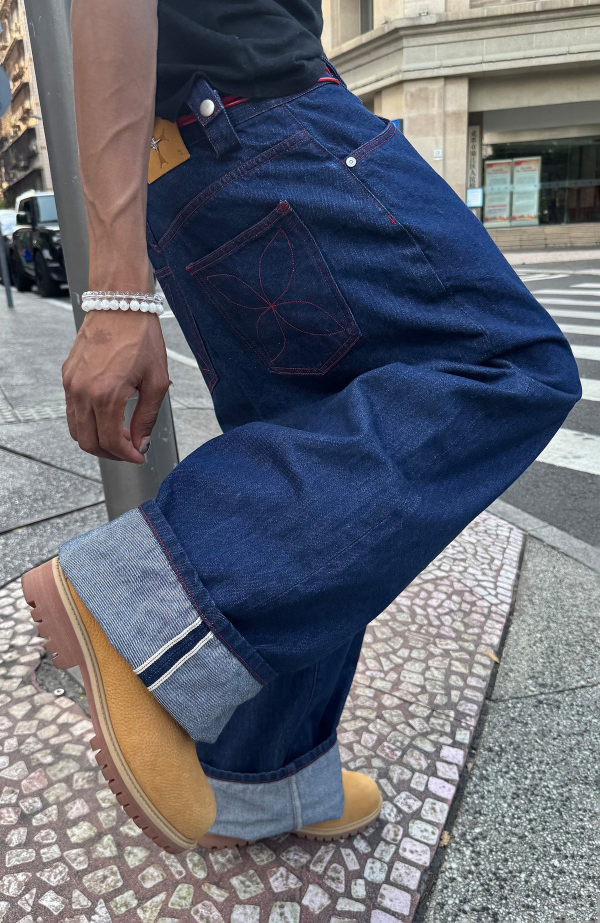 STEEPC Red Selvedge Straight-Leg Jeans