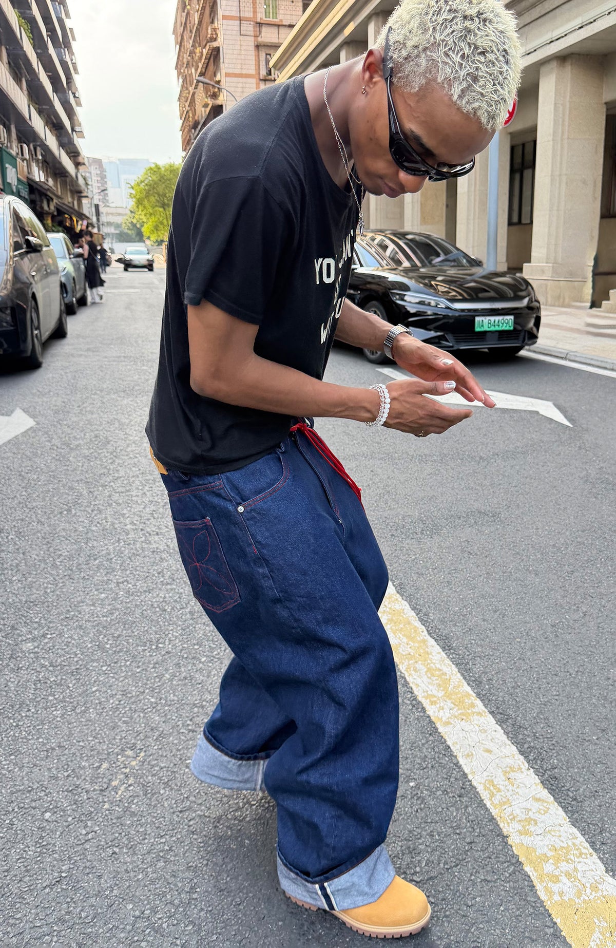 STEEPC Red Selvedge Straight-Leg Jeans