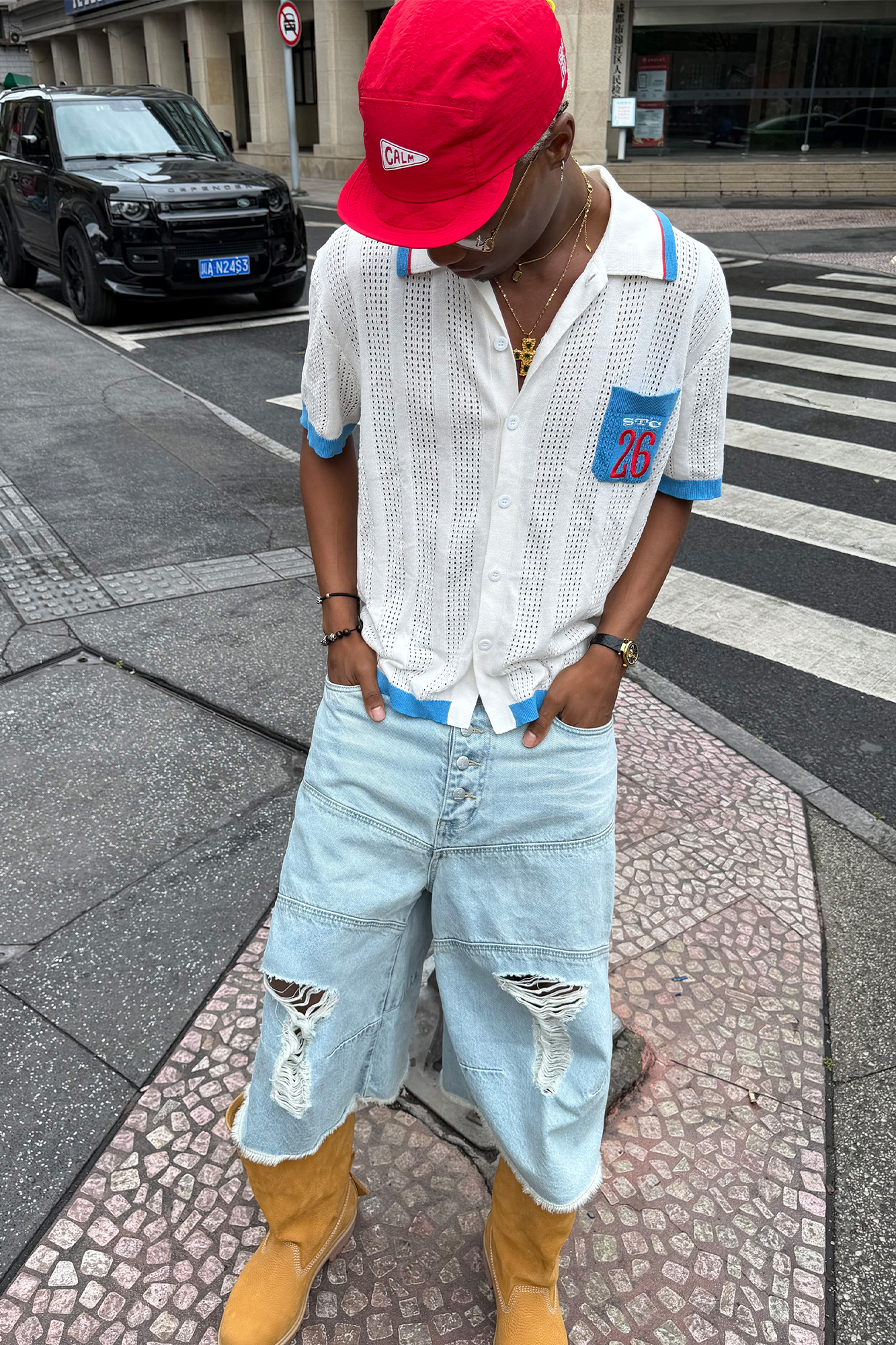 STEEPC Distressed Washed Raw-Edge Denim Shorts, premium urban and streetwear designers apparel on PROJECTISR.com, STEEPC
