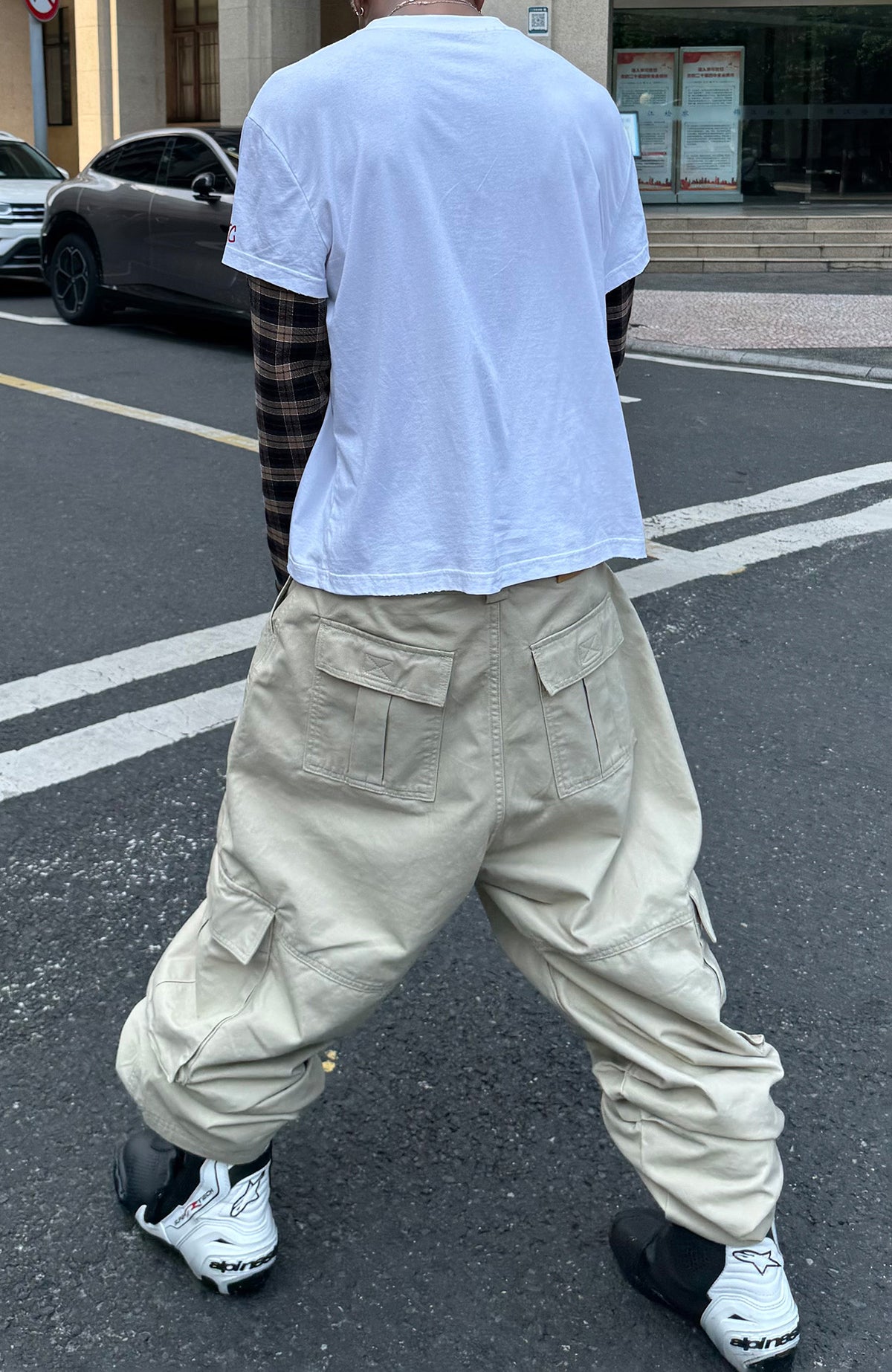 STEEPC Hinge-Frame Multi-Pocket Wide-Leg Cargo Pants