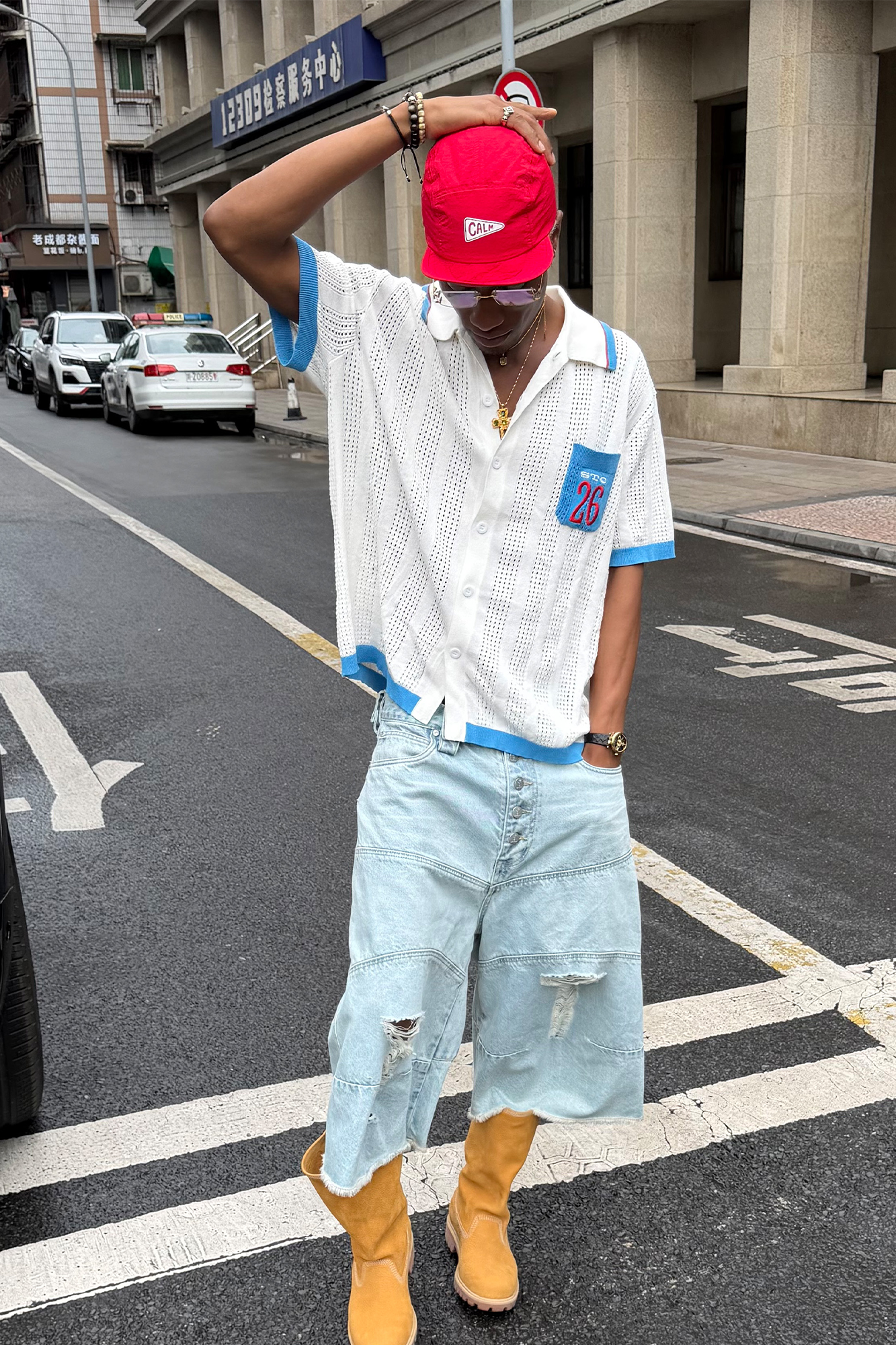 STEEPC Distressed Washed Raw-Edge Denim Shorts, premium urban and streetwear designers apparel on PROJECTISR.com, STEEPC