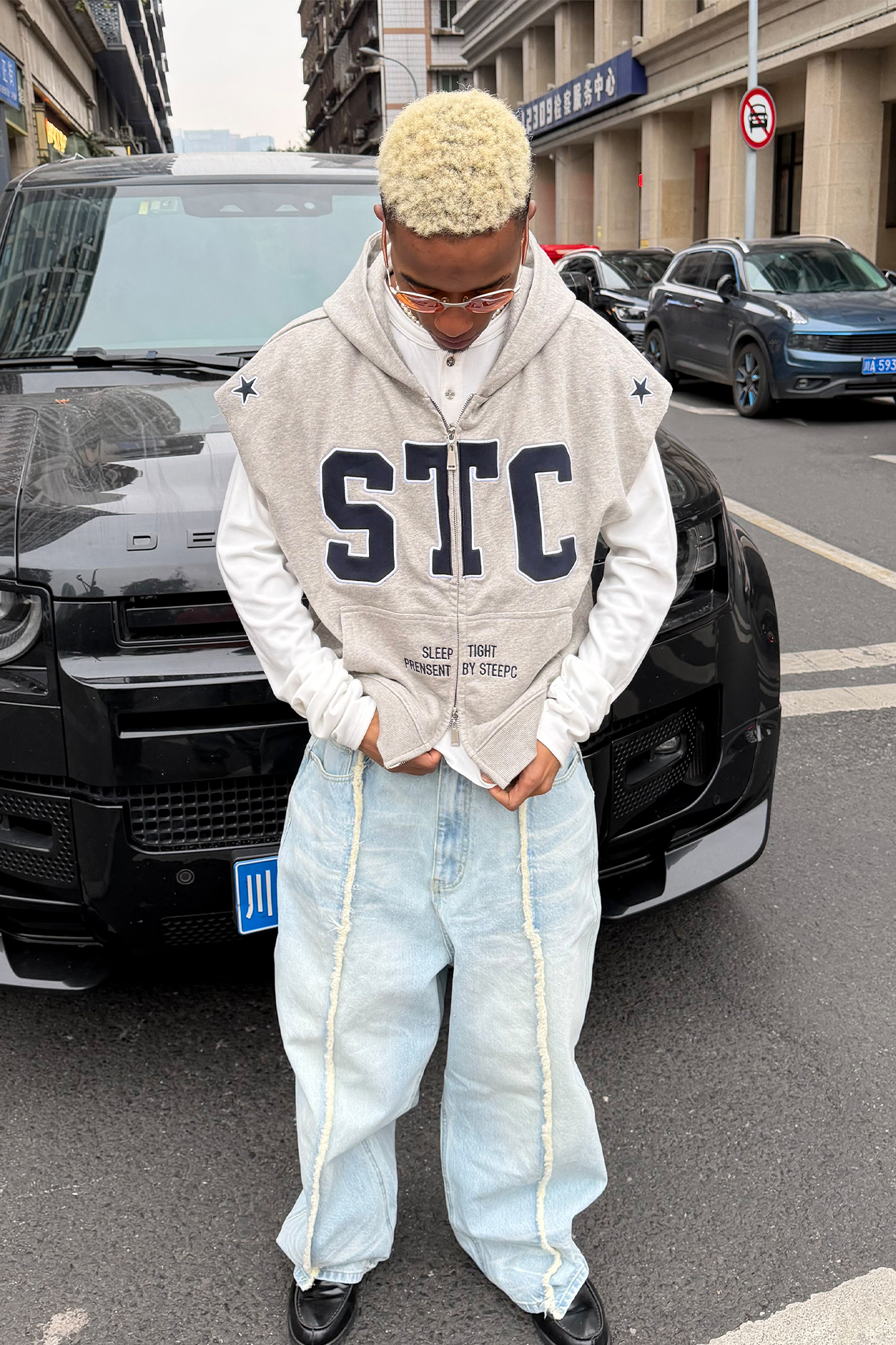 STEEPC Washed Frayed Seam Baggy Jeans, premium urban and streetwear designers apparel on PROJECTISR.com, STEEPC