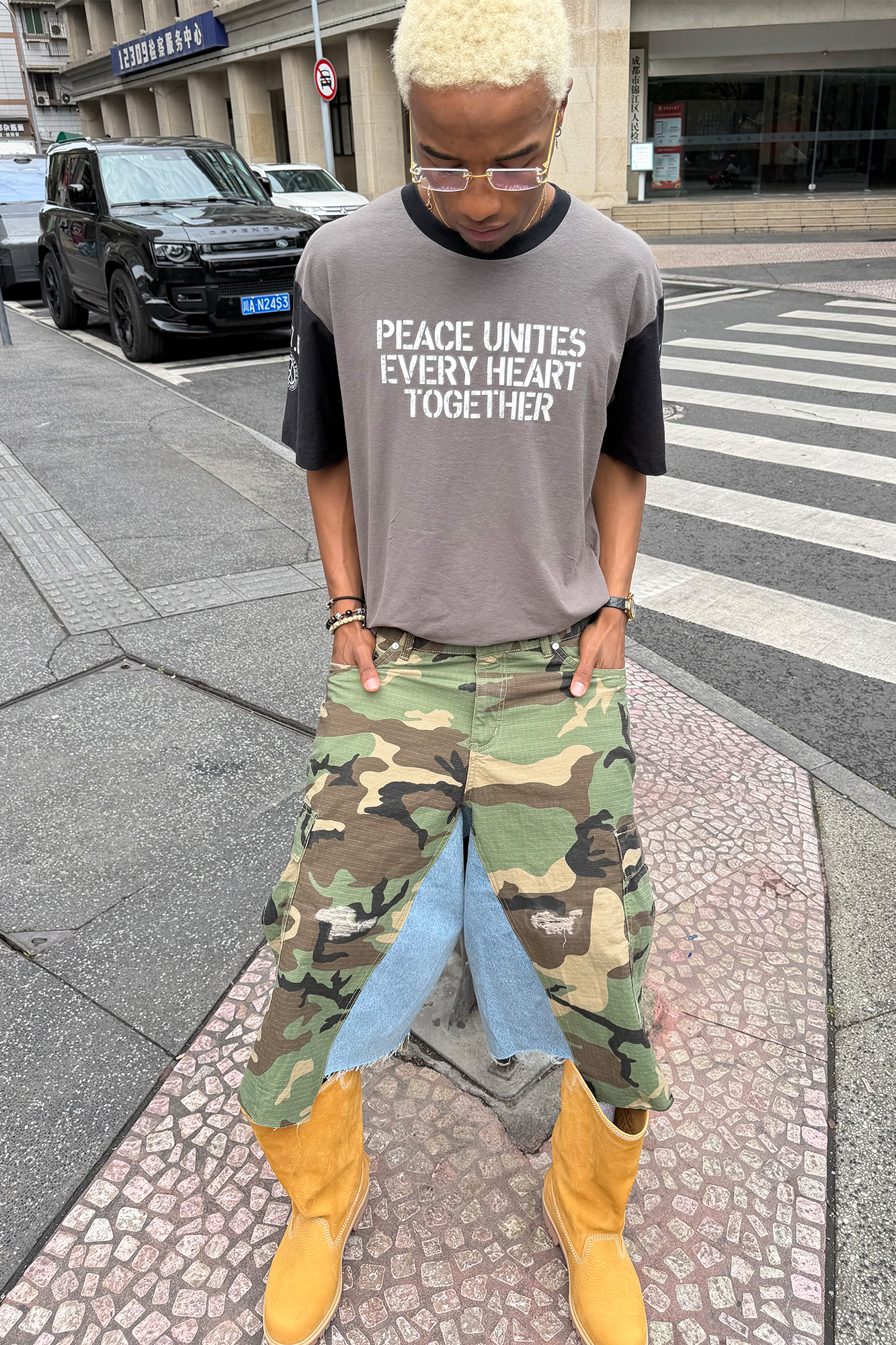STEEPC Contrast Spliced Slogan T-Shirt, premium urban and streetwear designers apparel on PROJECTISR.com, STEEPC