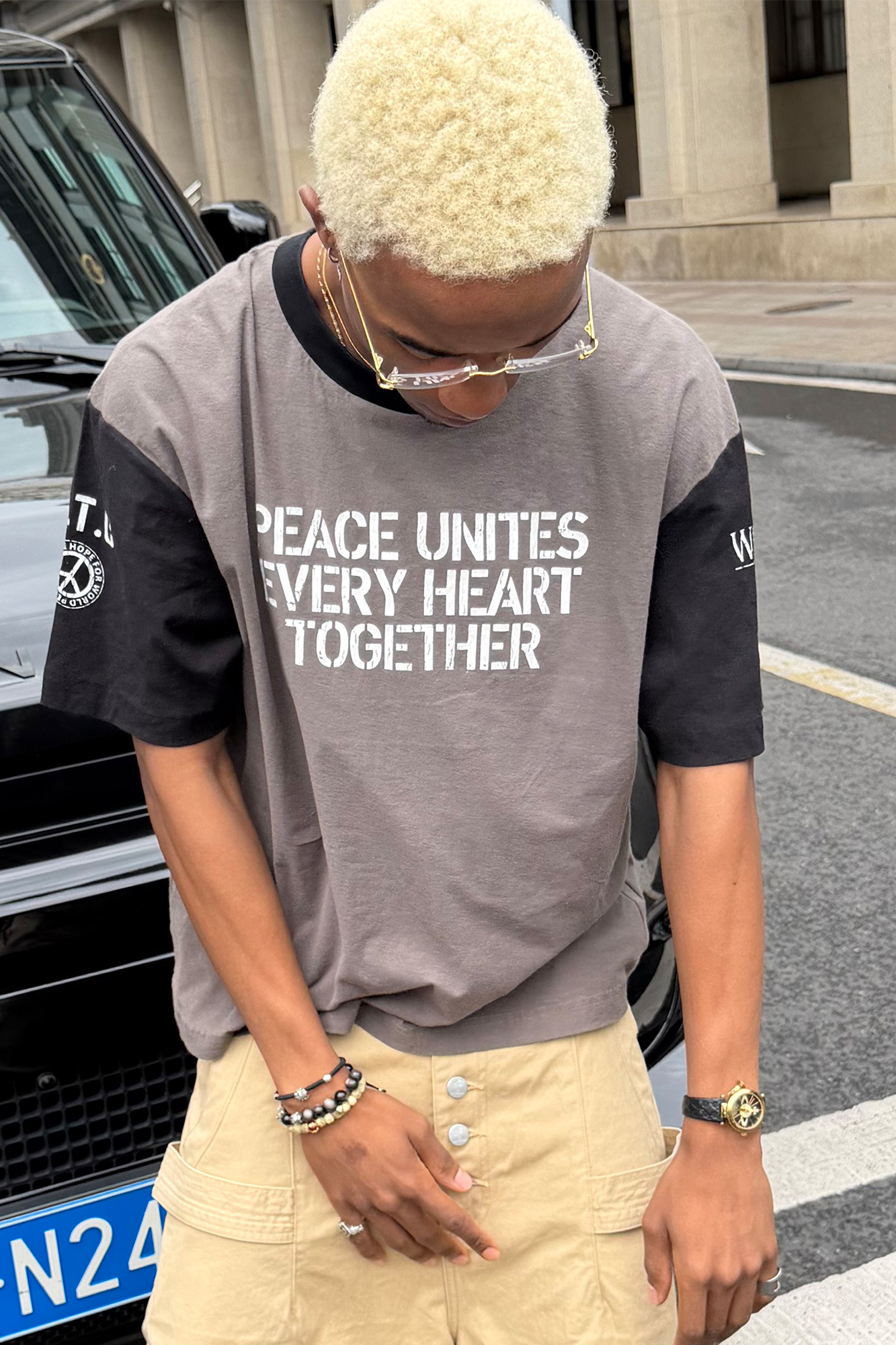 STEEPC Contrast Spliced Slogan T-Shirt, premium urban and streetwear designers apparel on PROJECTISR.com, STEEPC