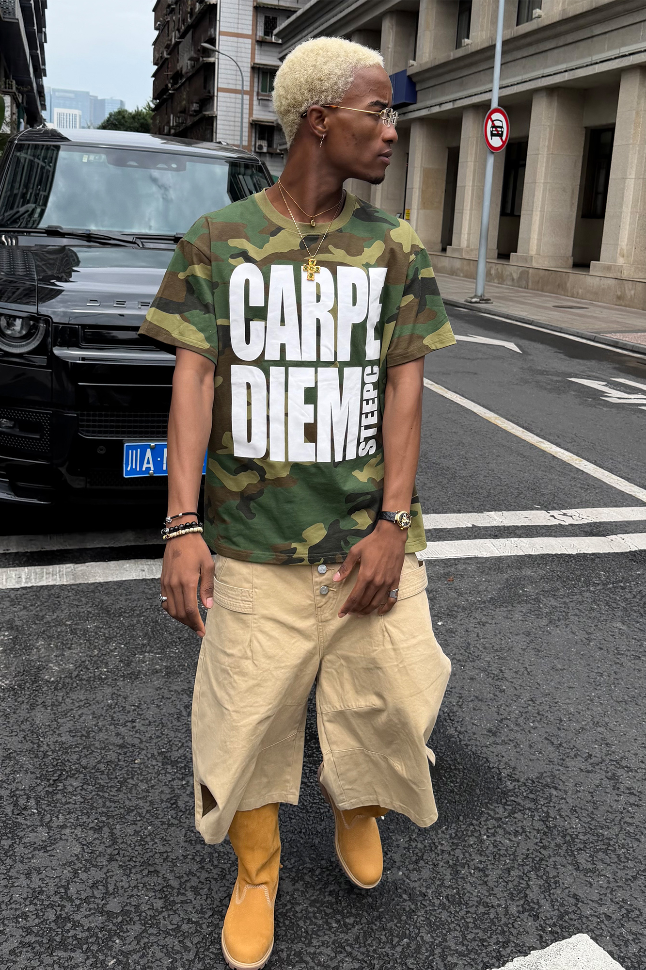 STEEPC Camo Slogan Graphic T-Shirt, premium urban and streetwear designers apparel on PROJECTISR.com, STEEPC