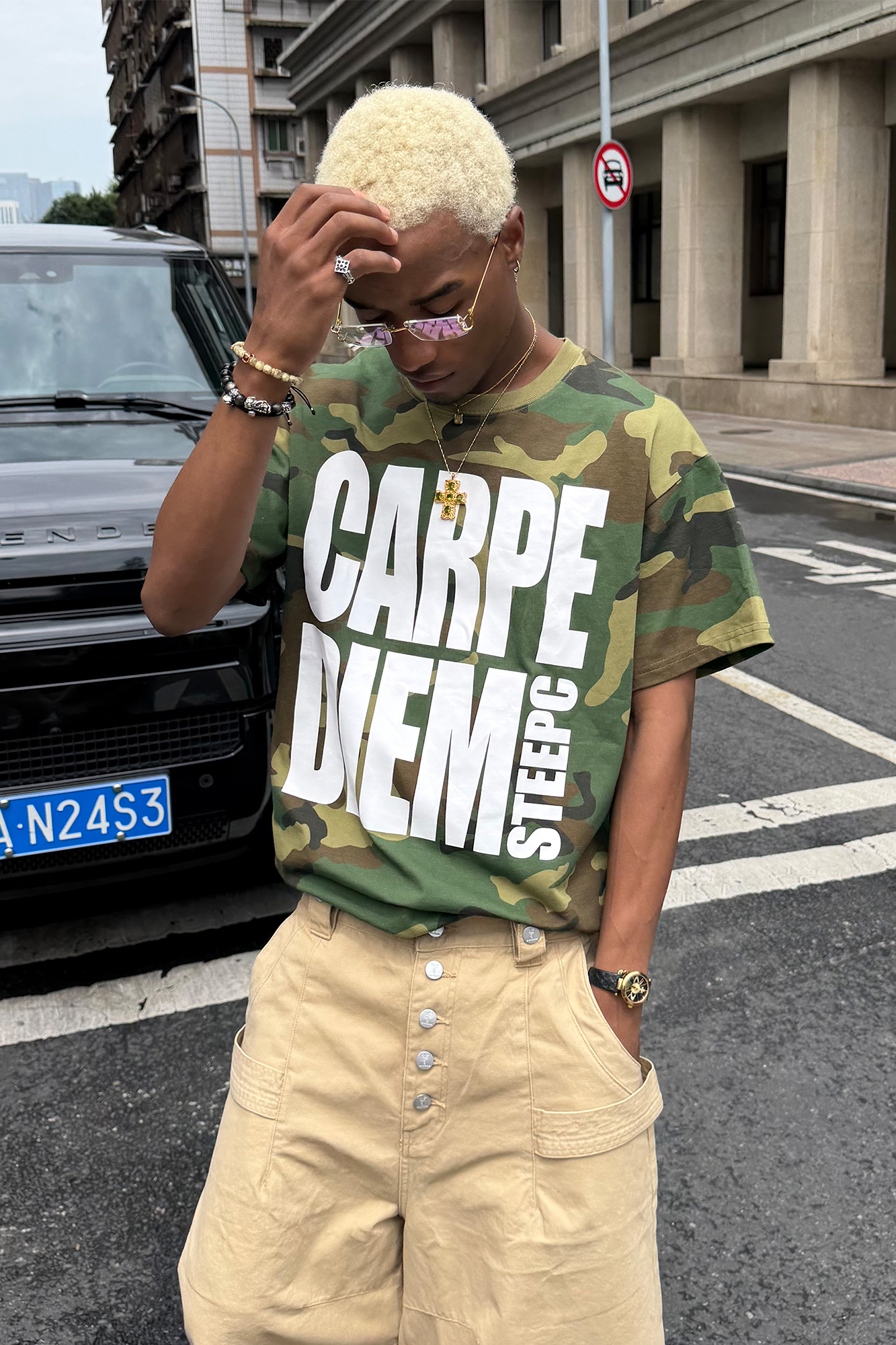 STEEPC Camo Slogan Graphic T-Shirt, premium urban and streetwear designers apparel on PROJECTISR.com, STEEPC