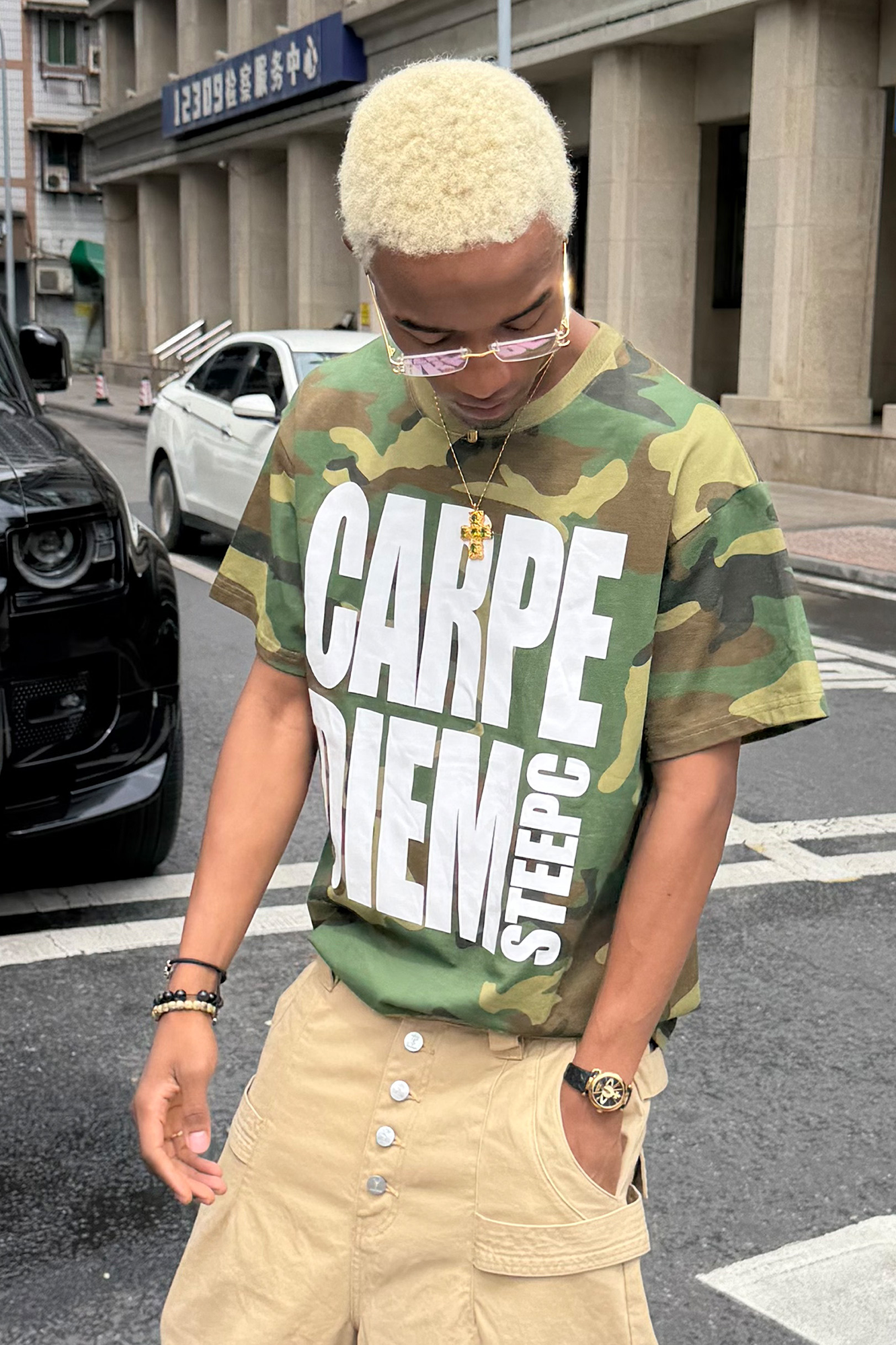 STEEPC Camo Slogan Graphic T-Shirt, premium urban and streetwear designers apparel on PROJECTISR.com, STEEPC