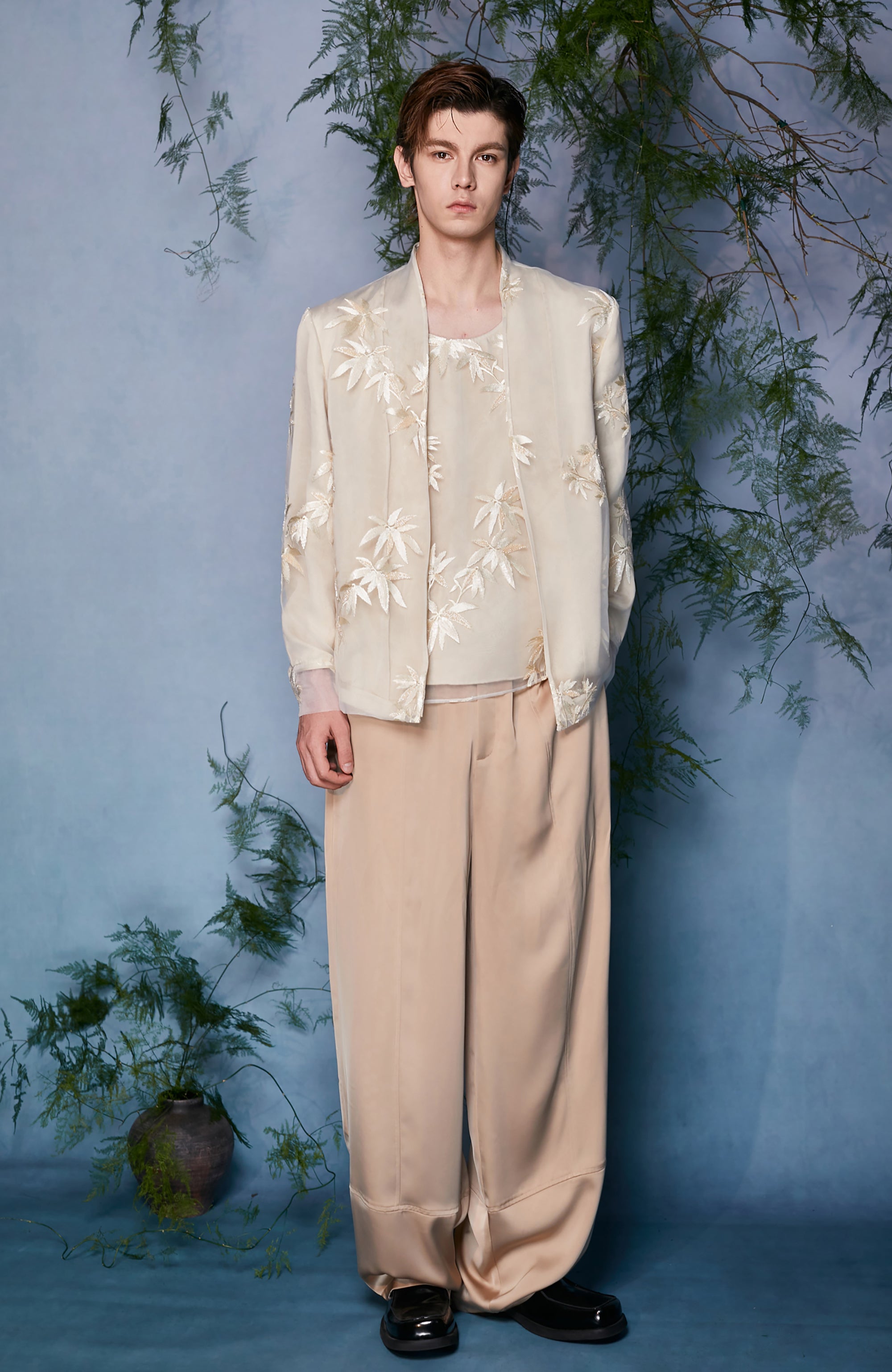 JIECHI Draped Satin Wide-Leg Trousers, premium urban and streetwear designers apparel on PROJECTISR.com, JIECHI