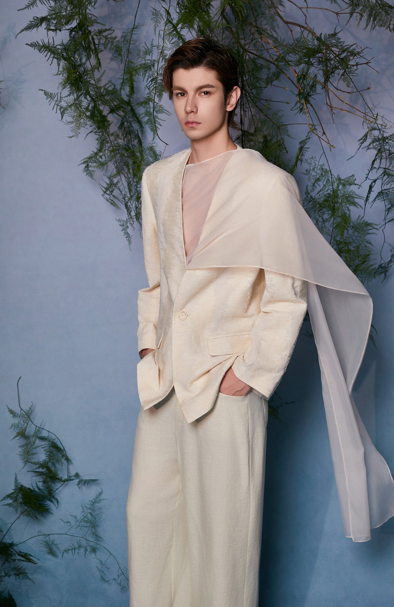 JIECHI Asymmetrical Overlay Draped Blazer, premium urban and streetwear designers apparel on PROJECTISR.com, JIECHI