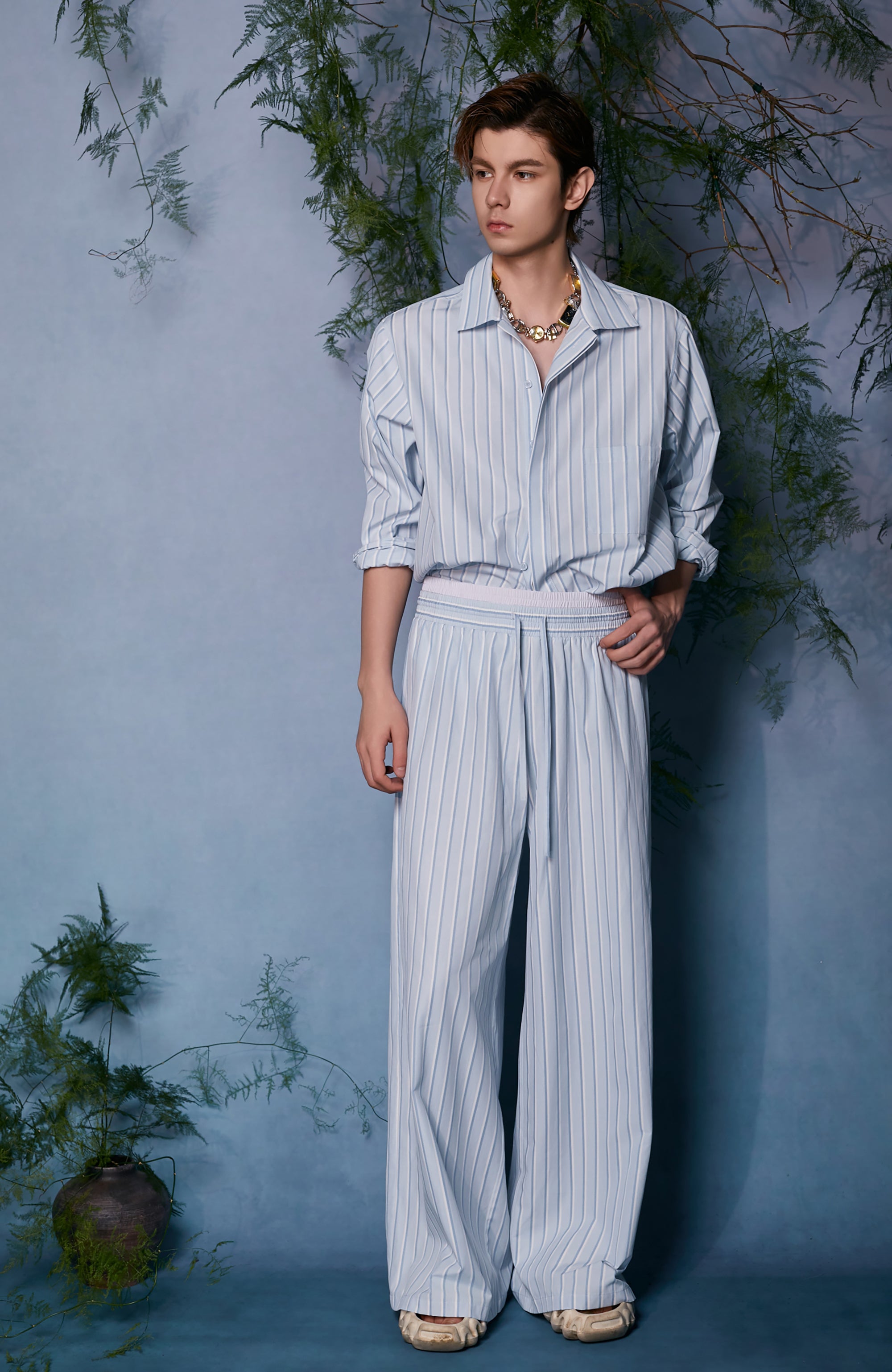 JIECHI Button-Up Striped Shirt, premium urban and streetwear designers apparel on PROJECTISR.com, JIECHI