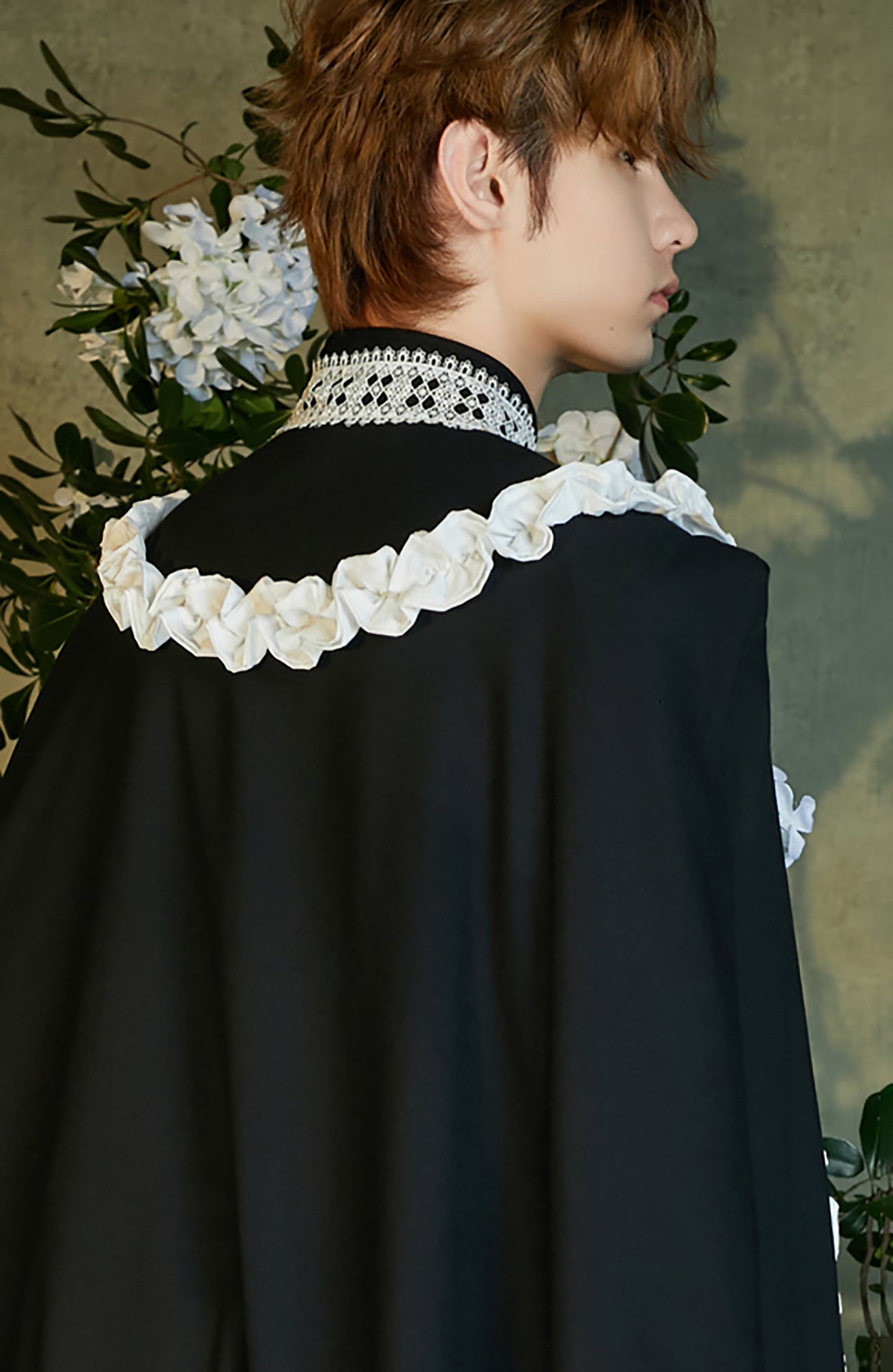 JIECHI Knot Button Draped Cloak Blazer