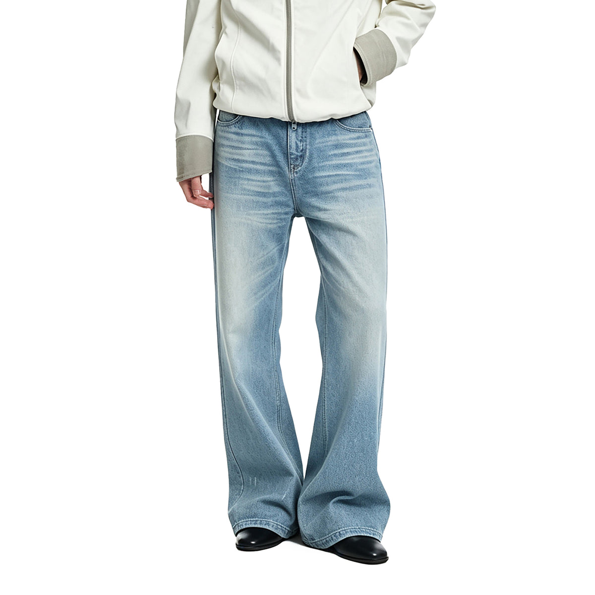KREATE Whisker-Crease Flared Jeans
