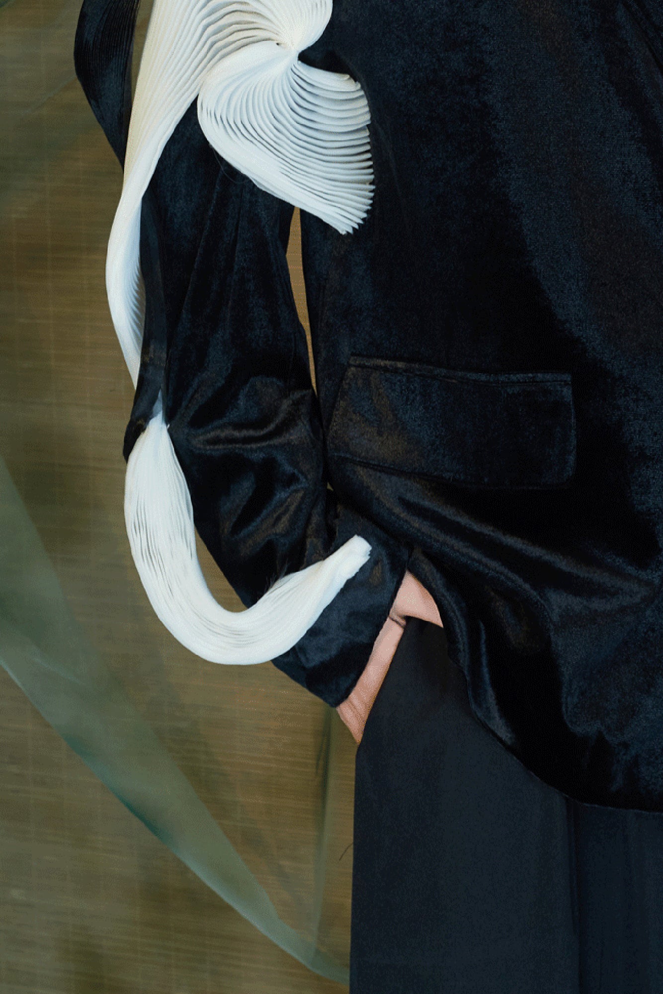 JIECHI Velvet Deep V Blazer