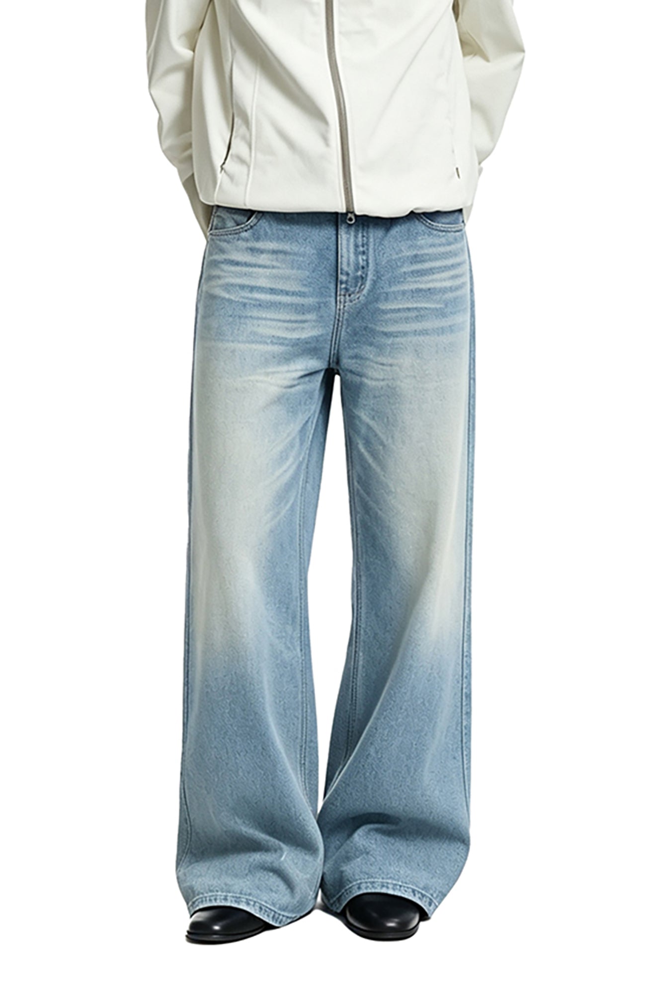 KREATE Whisker-Crease Flared Jeans