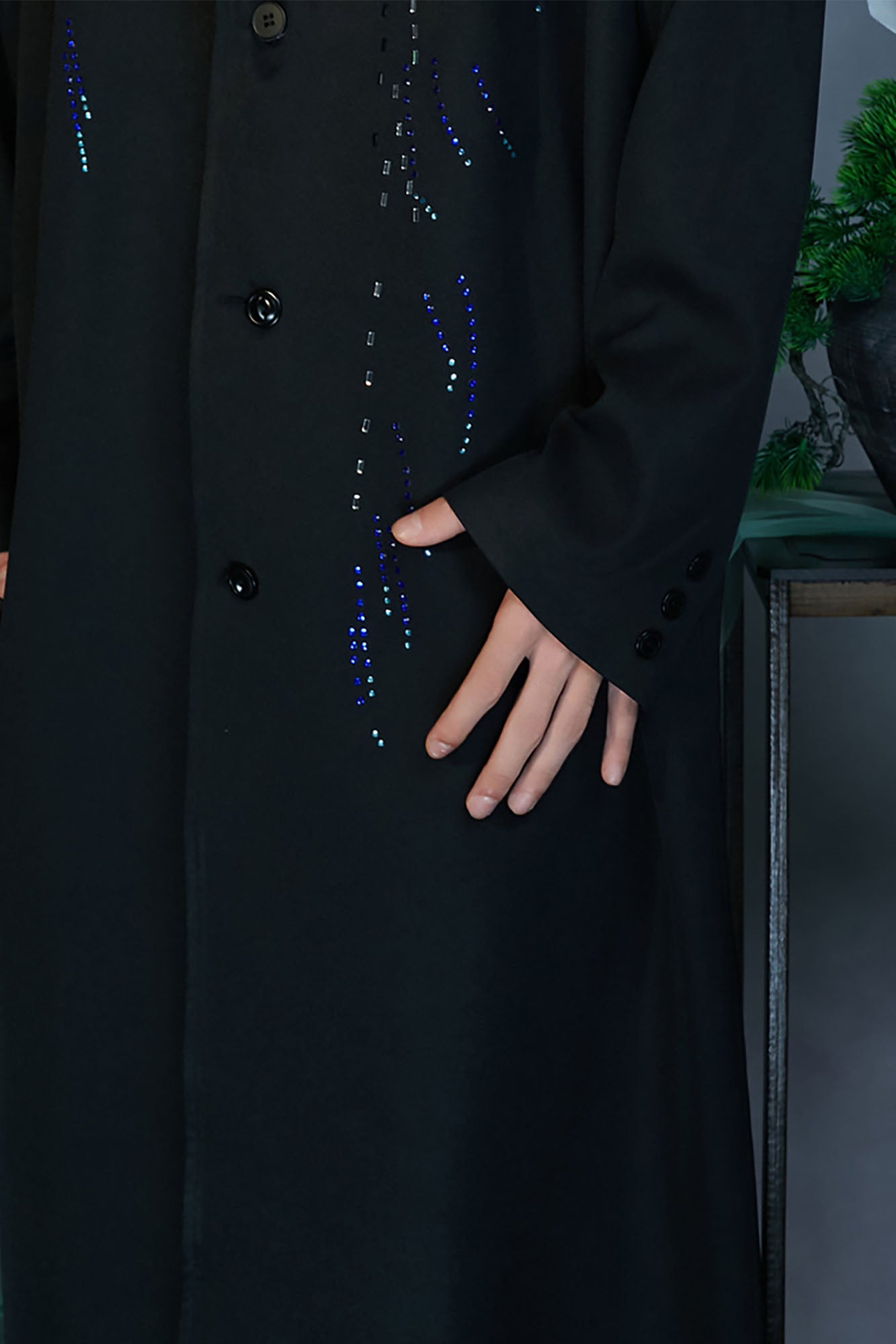 JIECHI Sequin Embroidery V-Neck Overcoat, premium urban and streetwear designers apparel on PROJECTISR.com, JIECHI