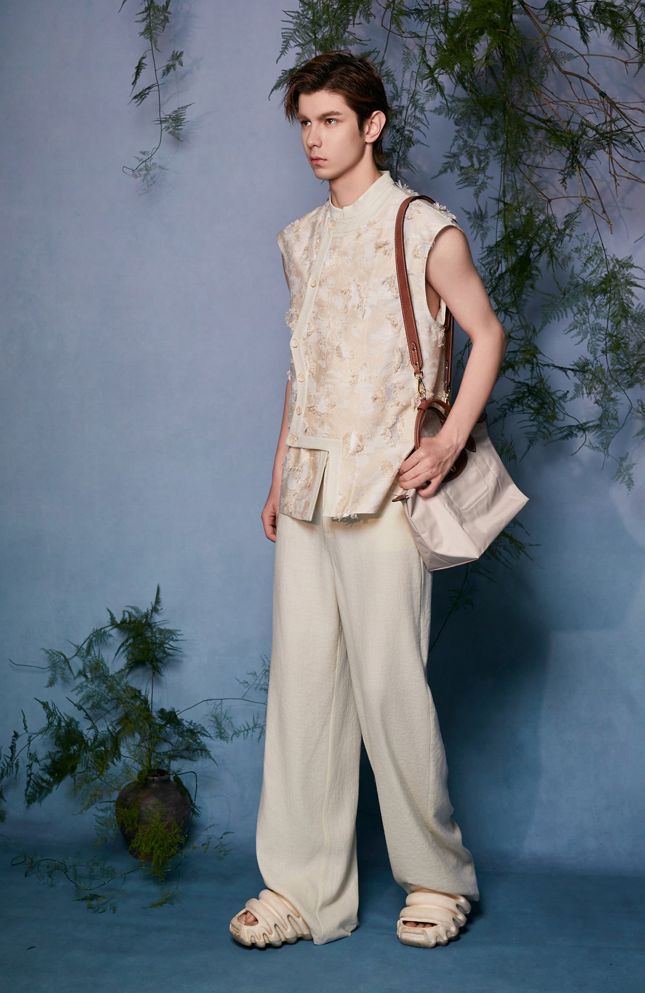 JIECHI Mandarin Collar Floral Buttoned Vest, premium urban and streetwear designers apparel on PROJECTISR.com, JIECHI