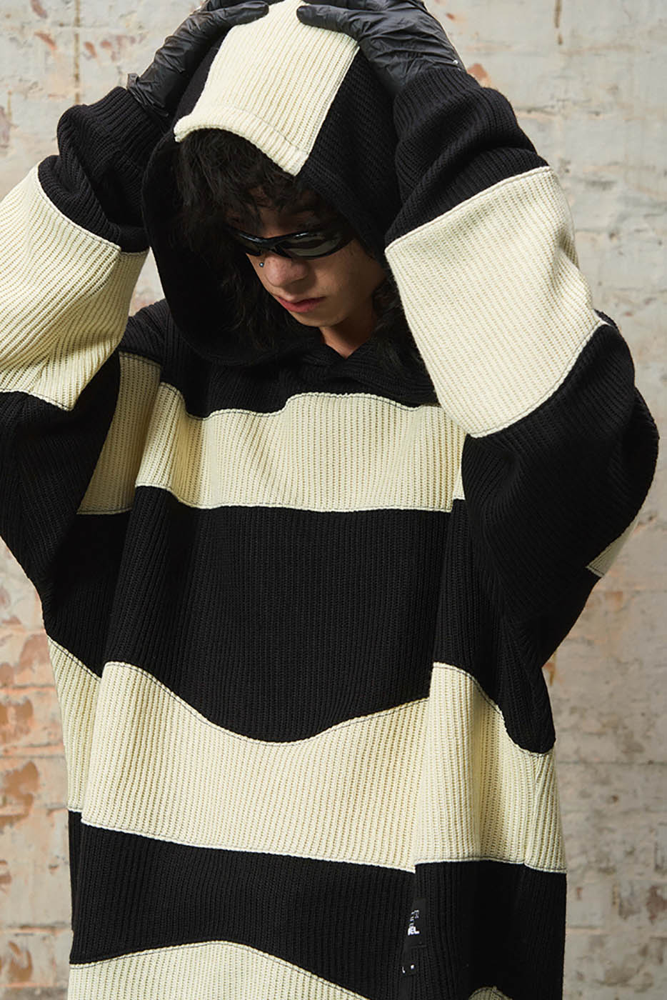 RELABEL Classic Oversized Striped Knitted Hoodie