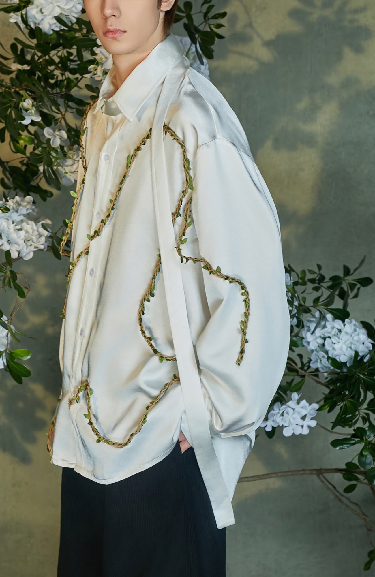 JIECHI Asym Vine Embellished Shirt