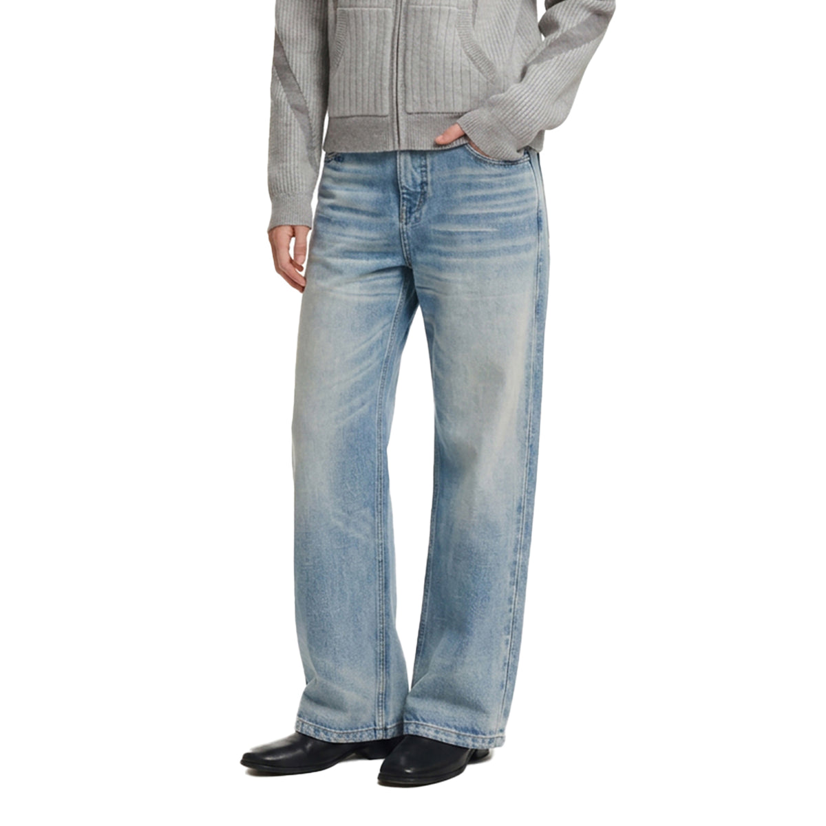 KREATE Whisker-Crease Flared Jeans
