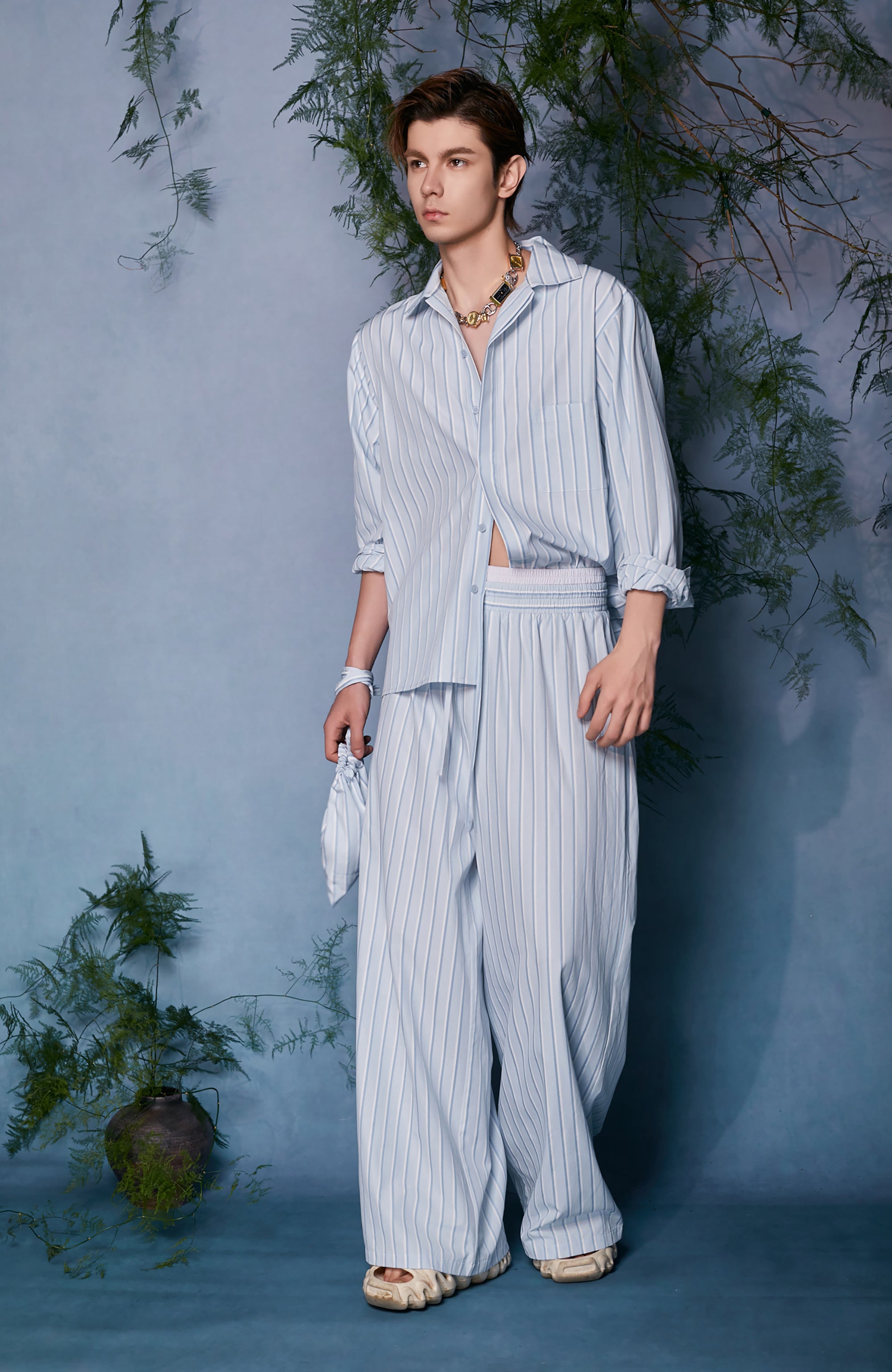 JIECHI Button-Up Striped Shirt, premium urban and streetwear designers apparel on PROJECTISR.com, JIECHI