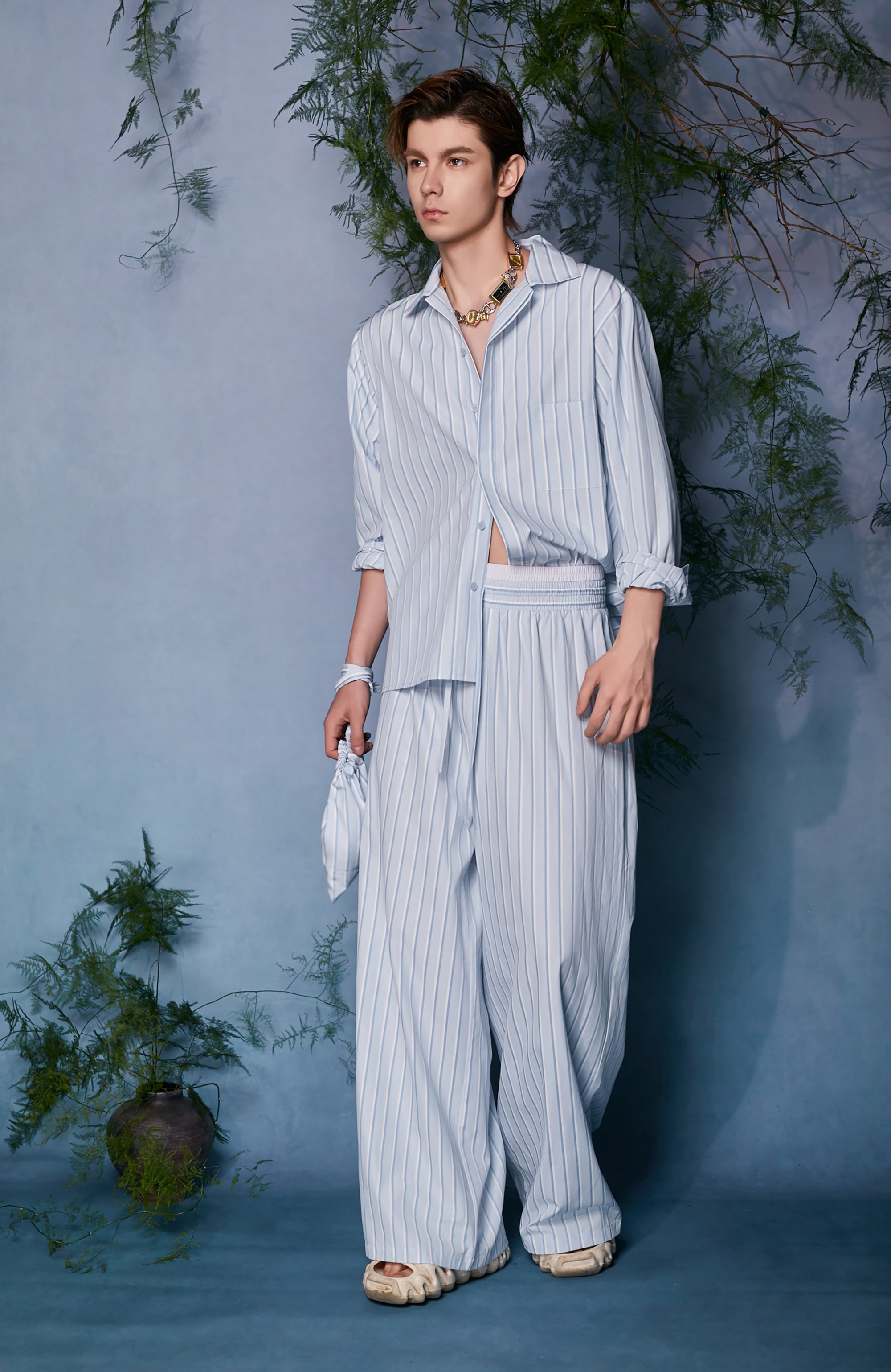 JIECHI Striped Wide-Leg Trousers, premium urban and streetwear designers apparel on PROJECTISR.com, JIECHI