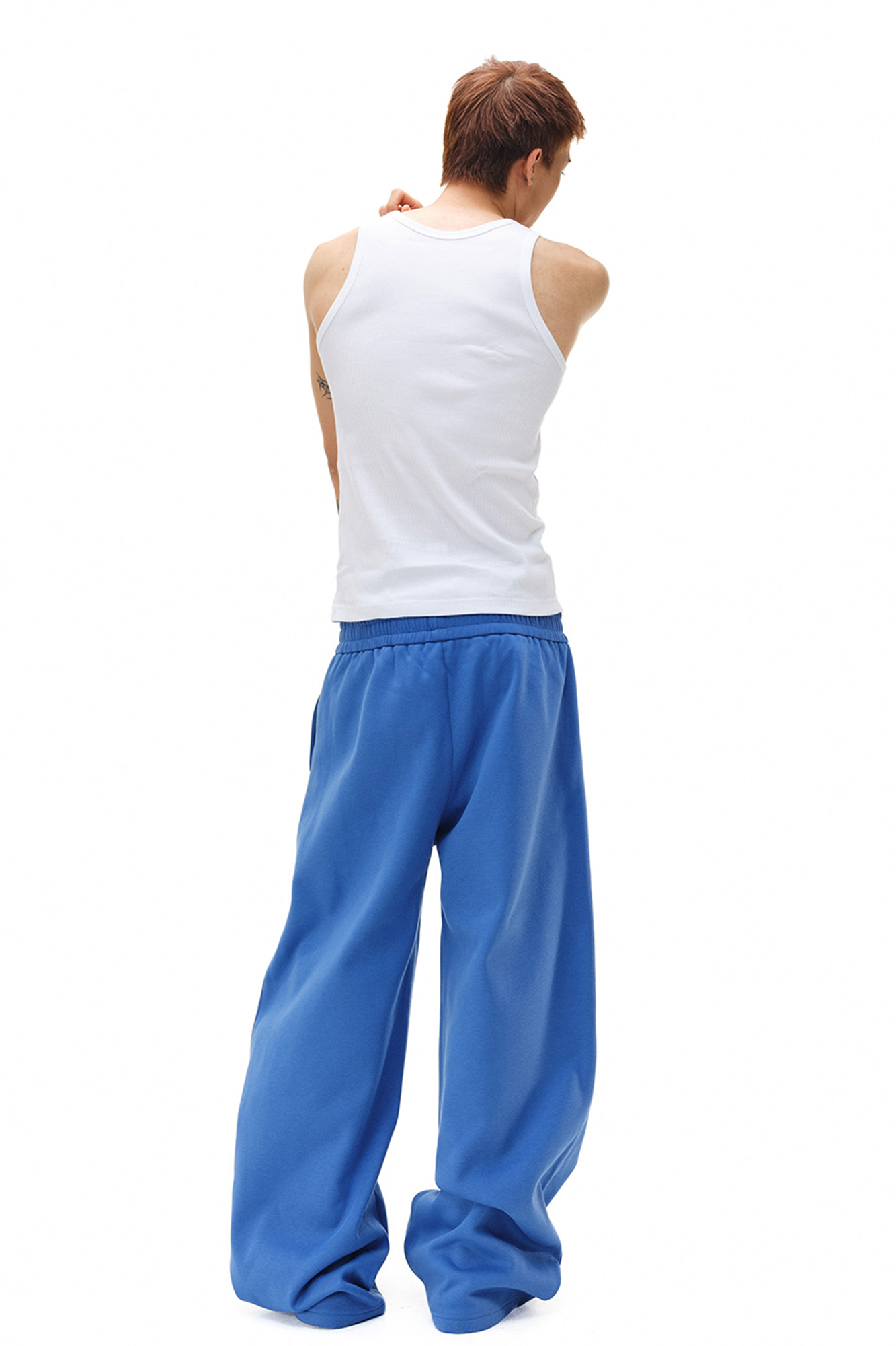 NOVACAM Embroidered Flocked Graphic Wide-Leg Sweatpants