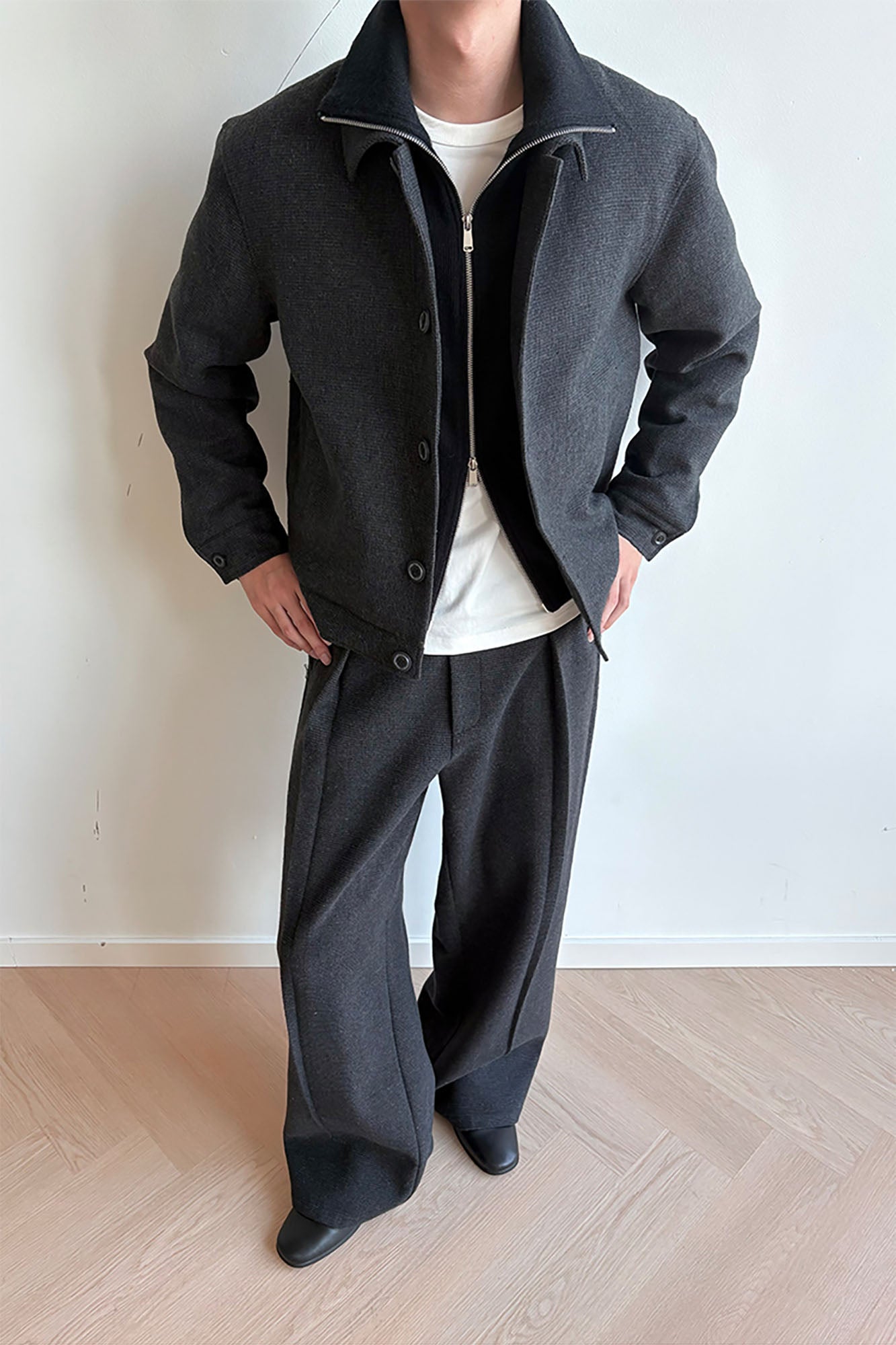 KREATE Faux Layered High-Neck Padded Blouson