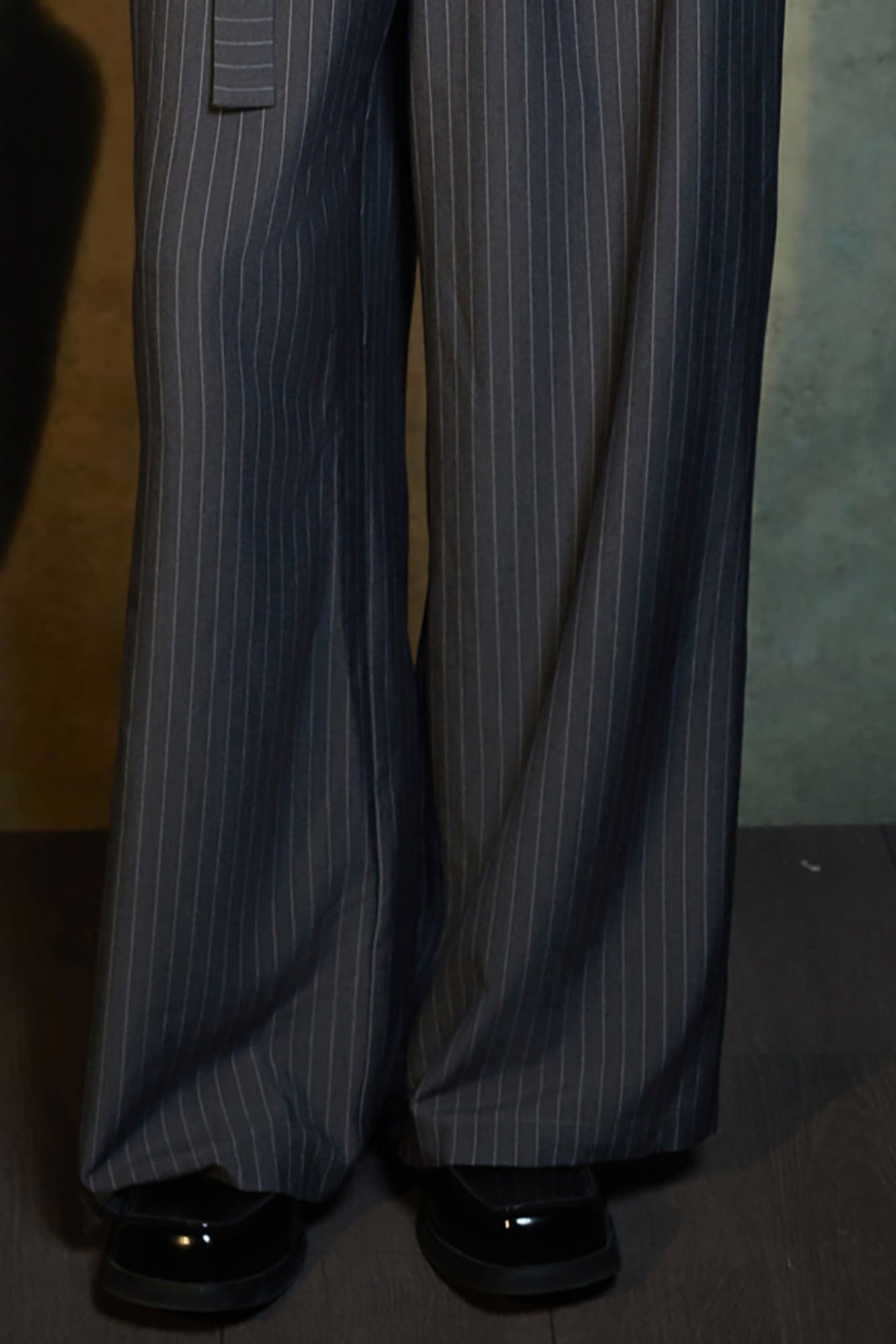 JIECHI Pinstriped Pleats Straight-Leg Trousers, premium urban and streetwear designers apparel on PROJECTISR.com, JIECHI