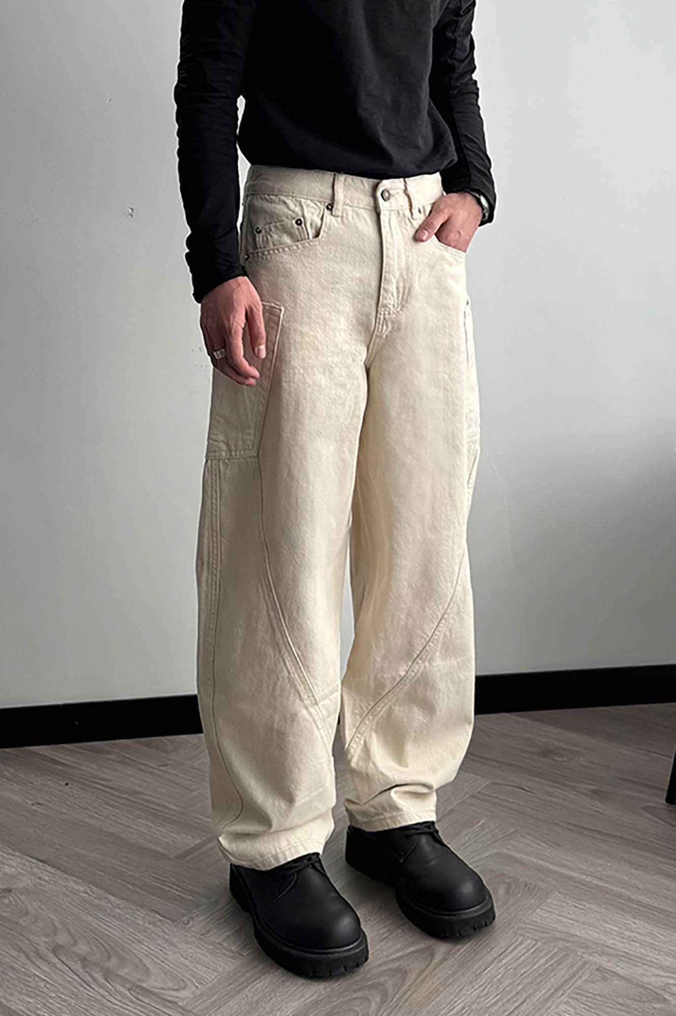 KREATE Curve Panel Wide-Leg Pants, premium urban and streetwear designers apparel on PROJECTISR.com, KREATE