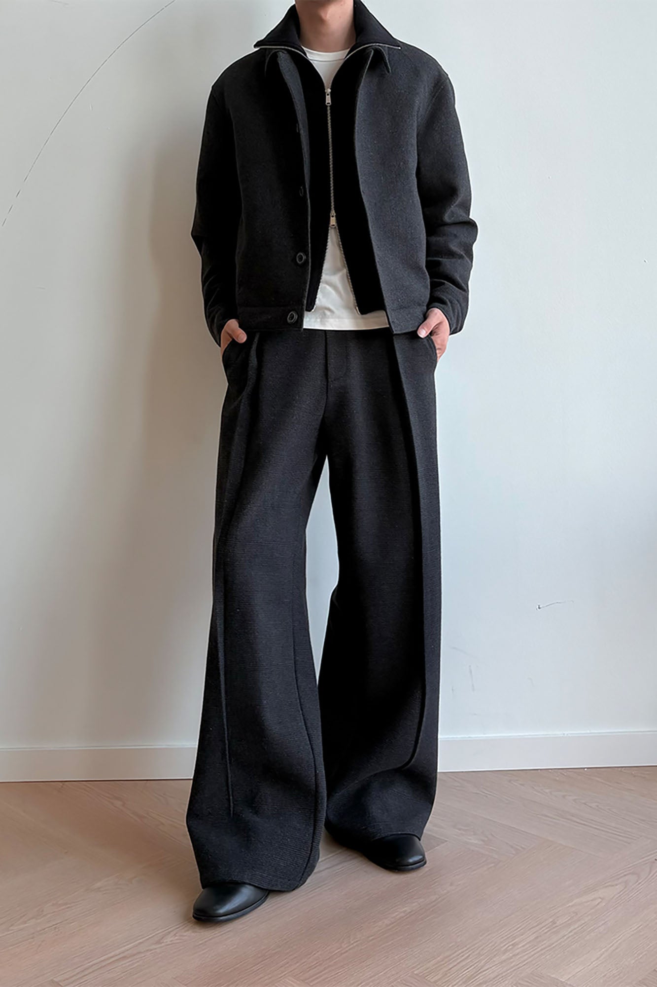 KREATE Faux Layered High-Neck Padded Blouson