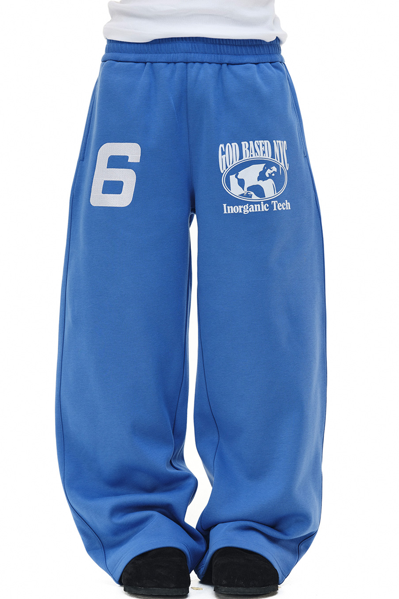 NOVACAM Embroidered Flocked Graphic Wide-Leg Sweatpants