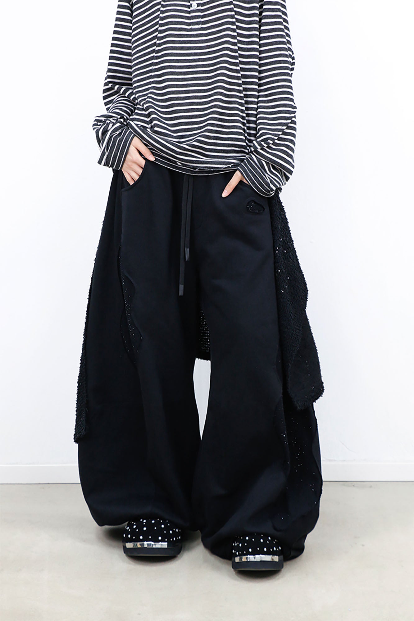RELABEL Detachable Diamond Drape Oversized Sweatpants, premium urban and streetwear designers apparel on PROJECTISR.com, RELABEL