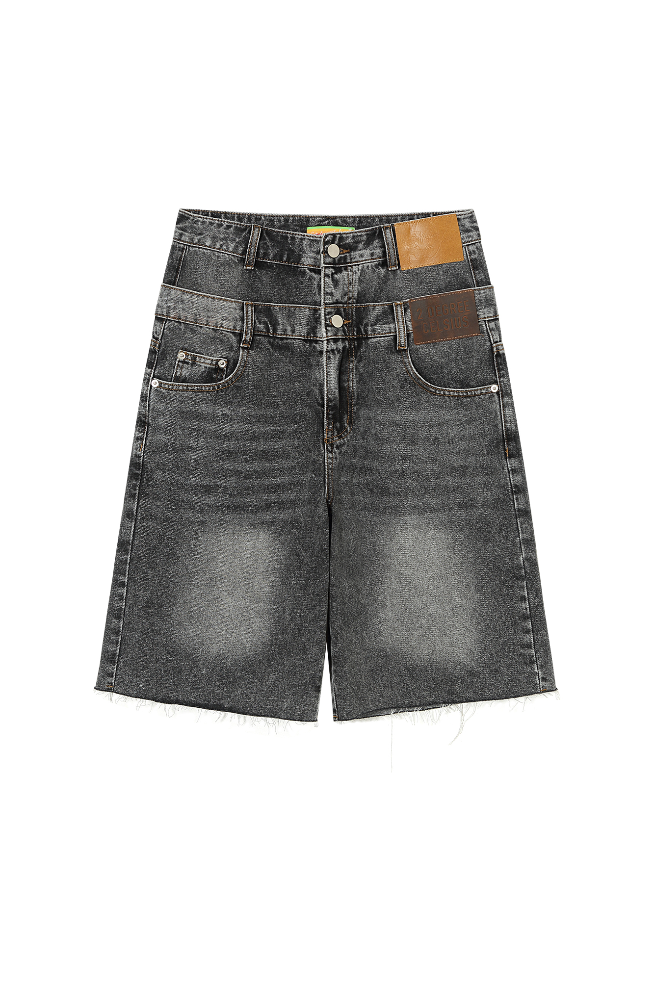 CLP Retro Washed Double-Waist Denim Shorts