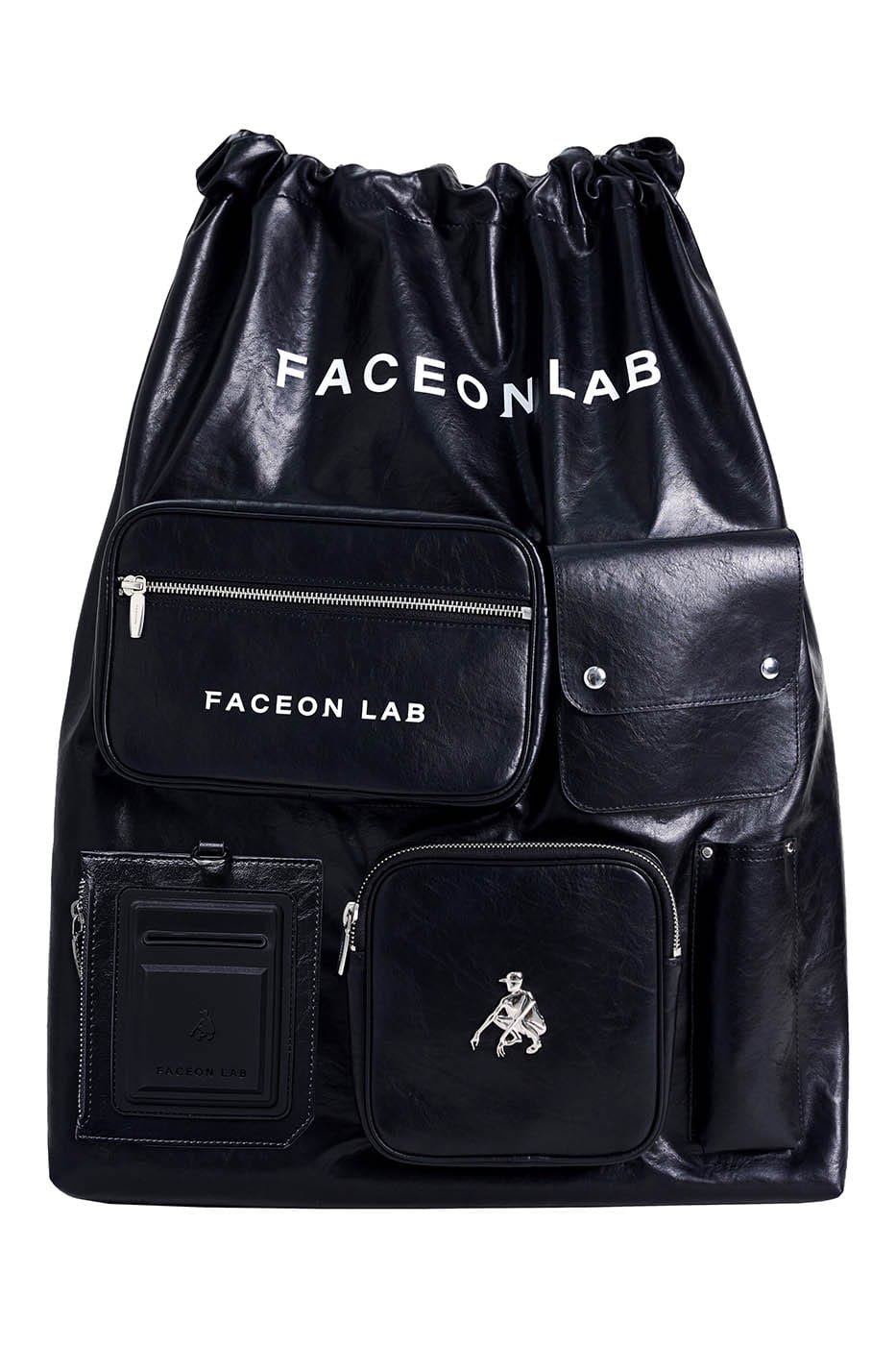 FACEONLAB Multi-Pocket Faux Leather Nomad Bag, premium urban and streetwear designers apparel on PROJECTISR.com, FACEONLAB