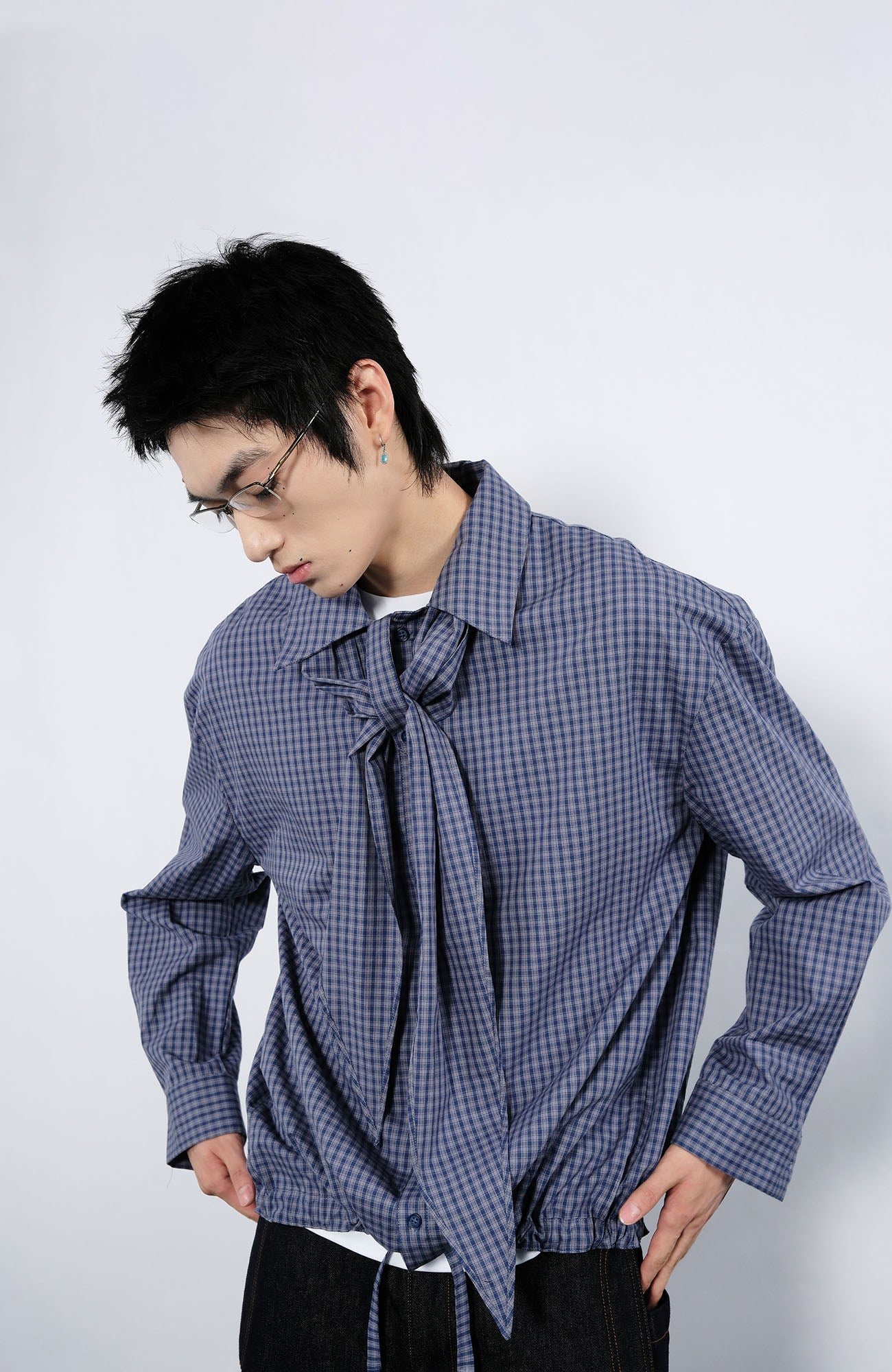 7440 37 1 Plaid Neck Tie Shirt, premium urban and streetwear designers apparel on PROJECTISR.com, 7440 37 1