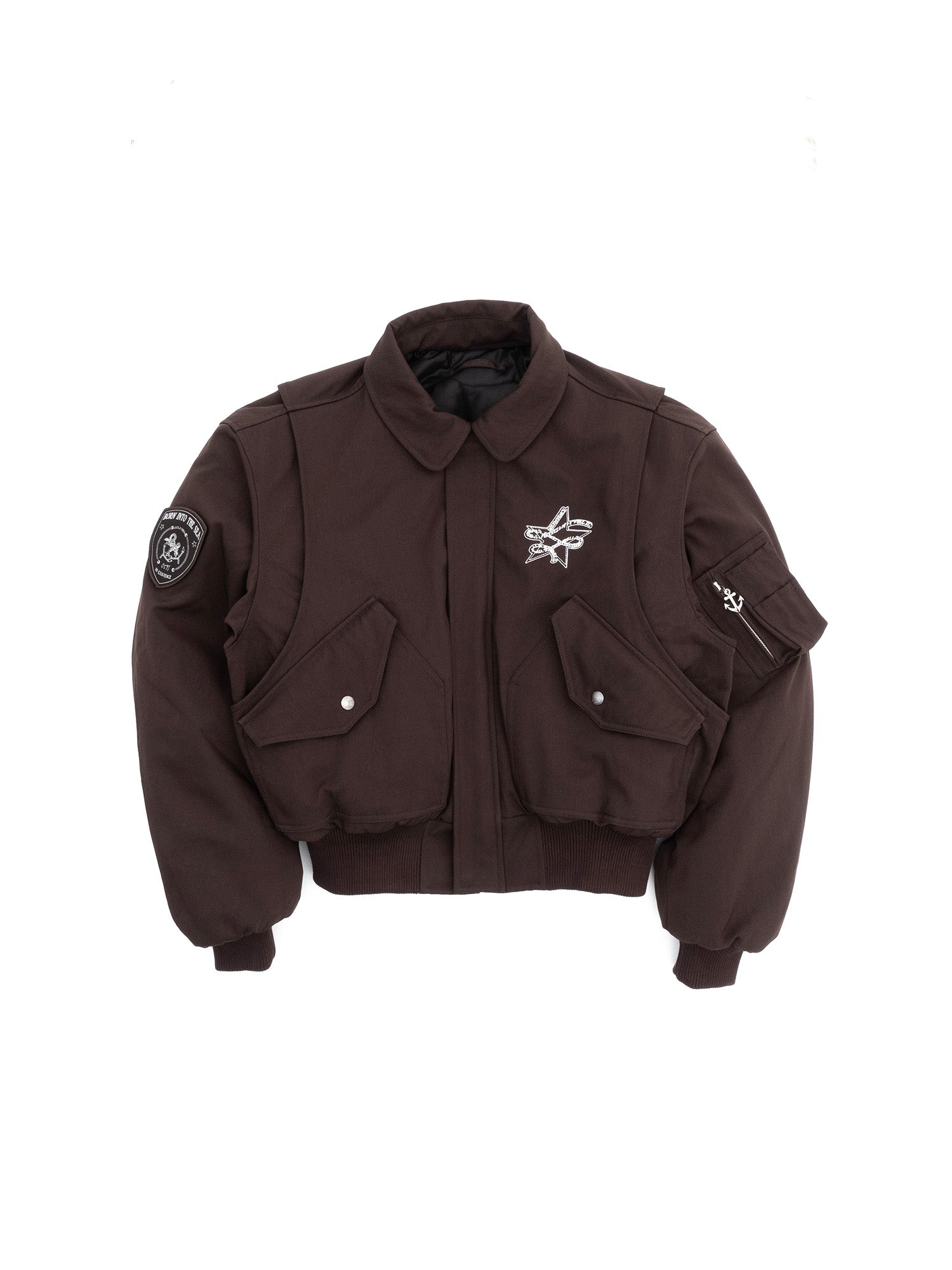 IN EXISTENCE Anchor Zip Embroidered Patch Bomber