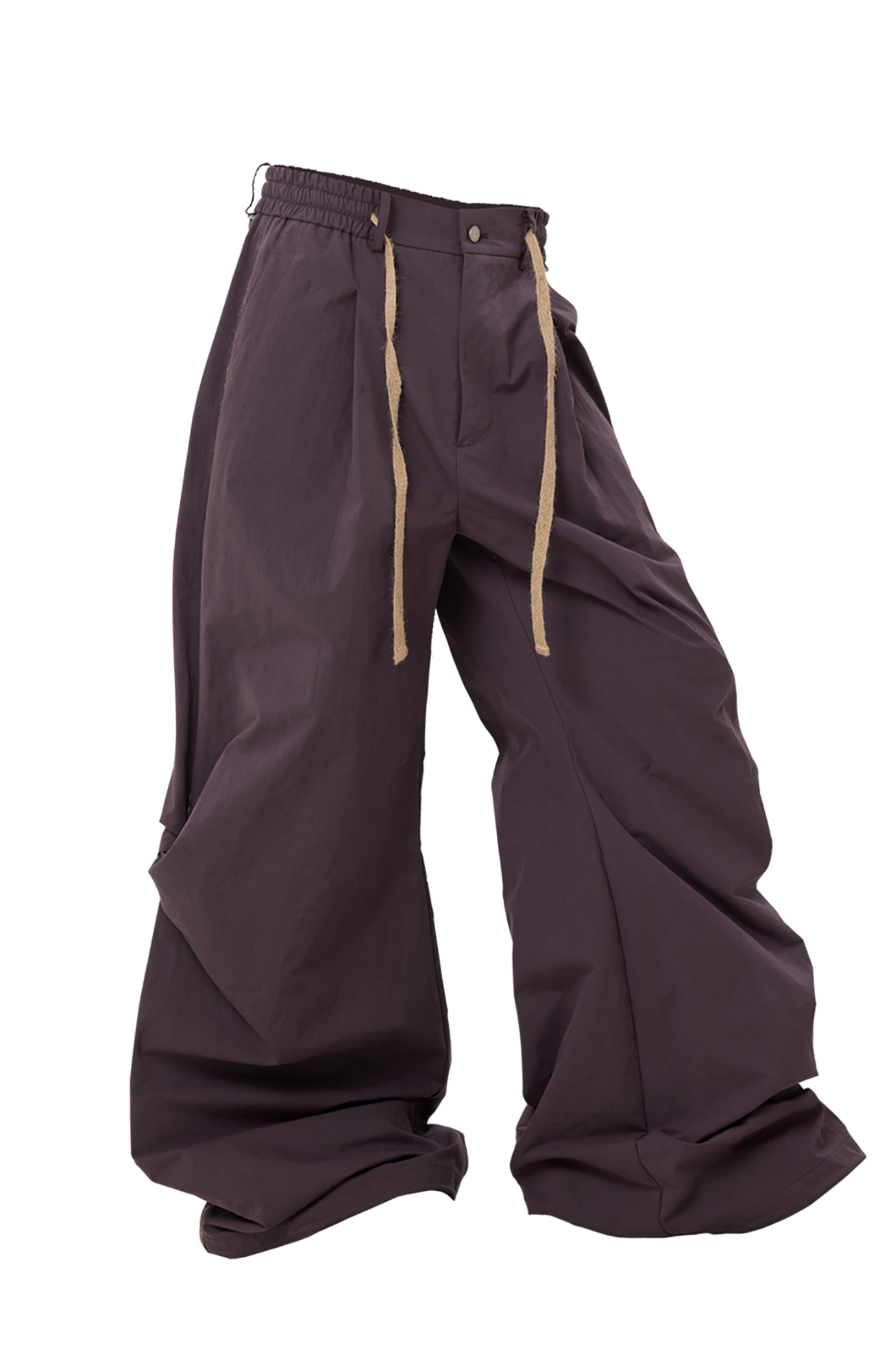 RELABEL Pleated Drawstring Cuff Parachute Pants Navy / Purple