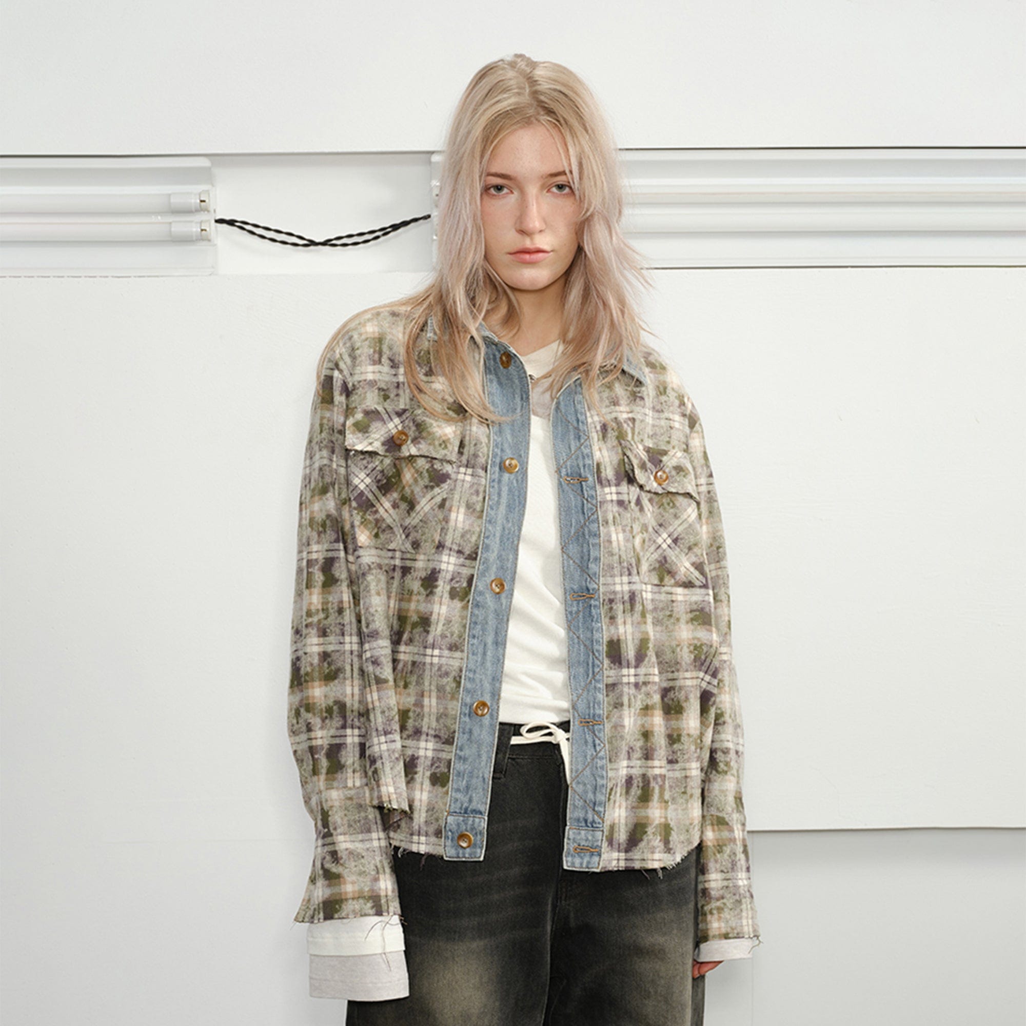 KREATE Denim Spliced  Macarons Jacket