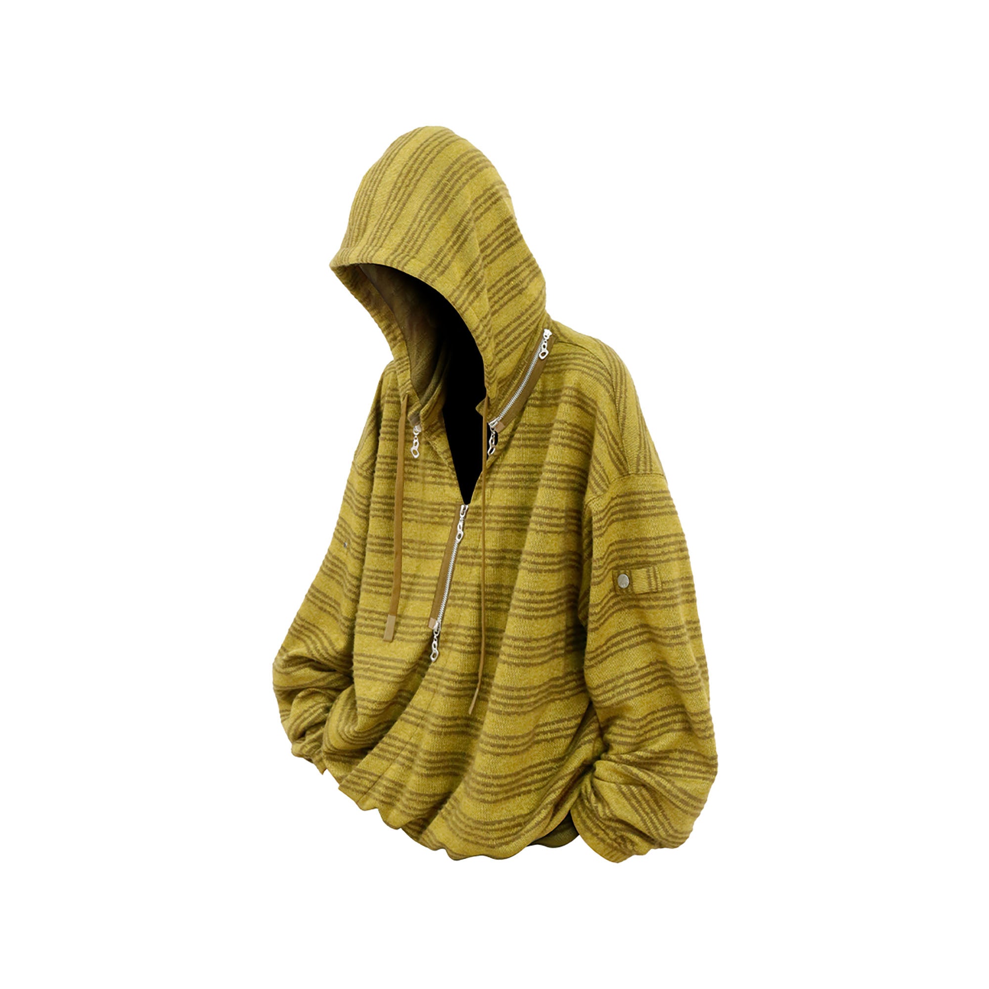 RELABEL Striped Asym Half-Zip Knit Hoodie, premium urban and streetwear designers apparel on PROJECTISR.com, RELABEL