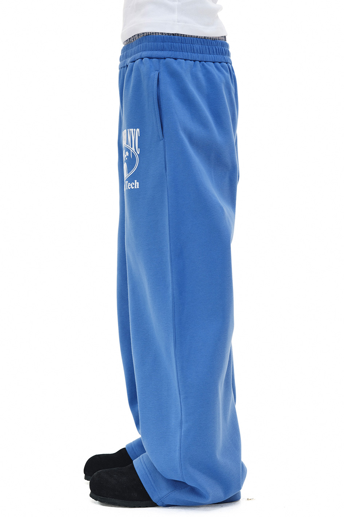 NOVACAM Embroidered Flocked Graphic Wide-Leg Sweatpants