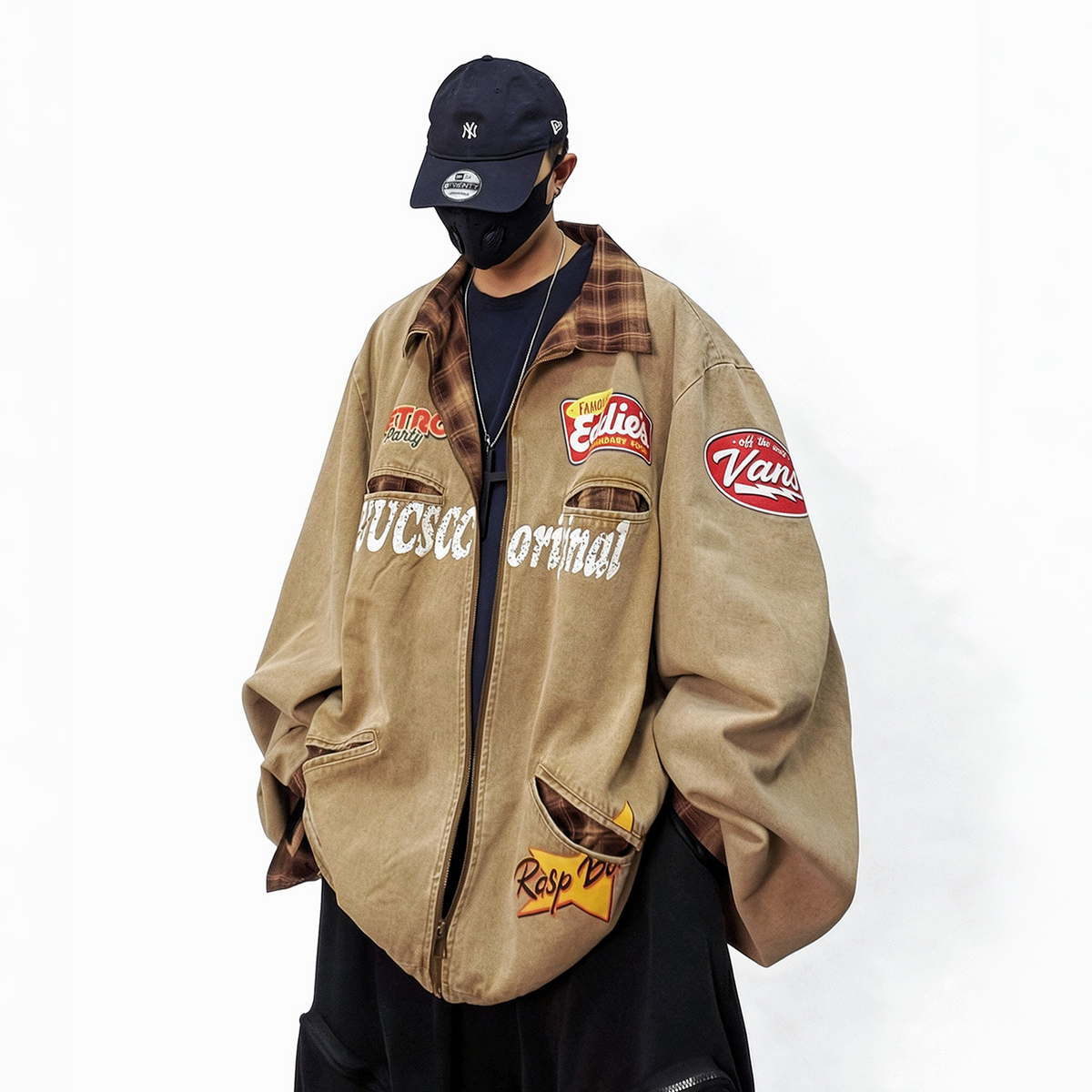 UUCSCC Retro Oversized Denim Varsity Jacket, premium urban and streetwear designers apparel on PROJECTISR.com, UUCSCC