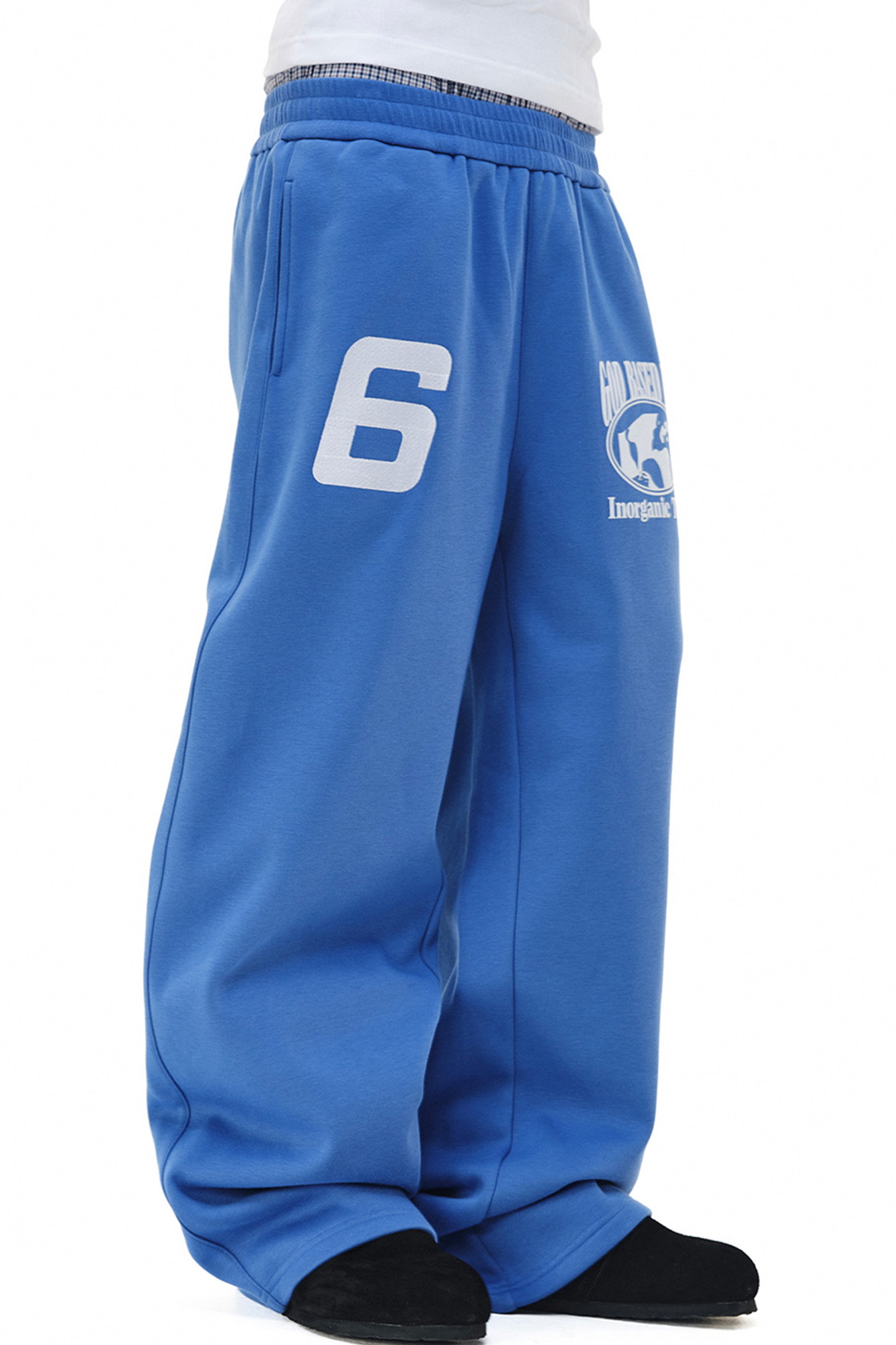 NOVACAM Embroidered Flocked Graphic Wide-Leg Sweatpants