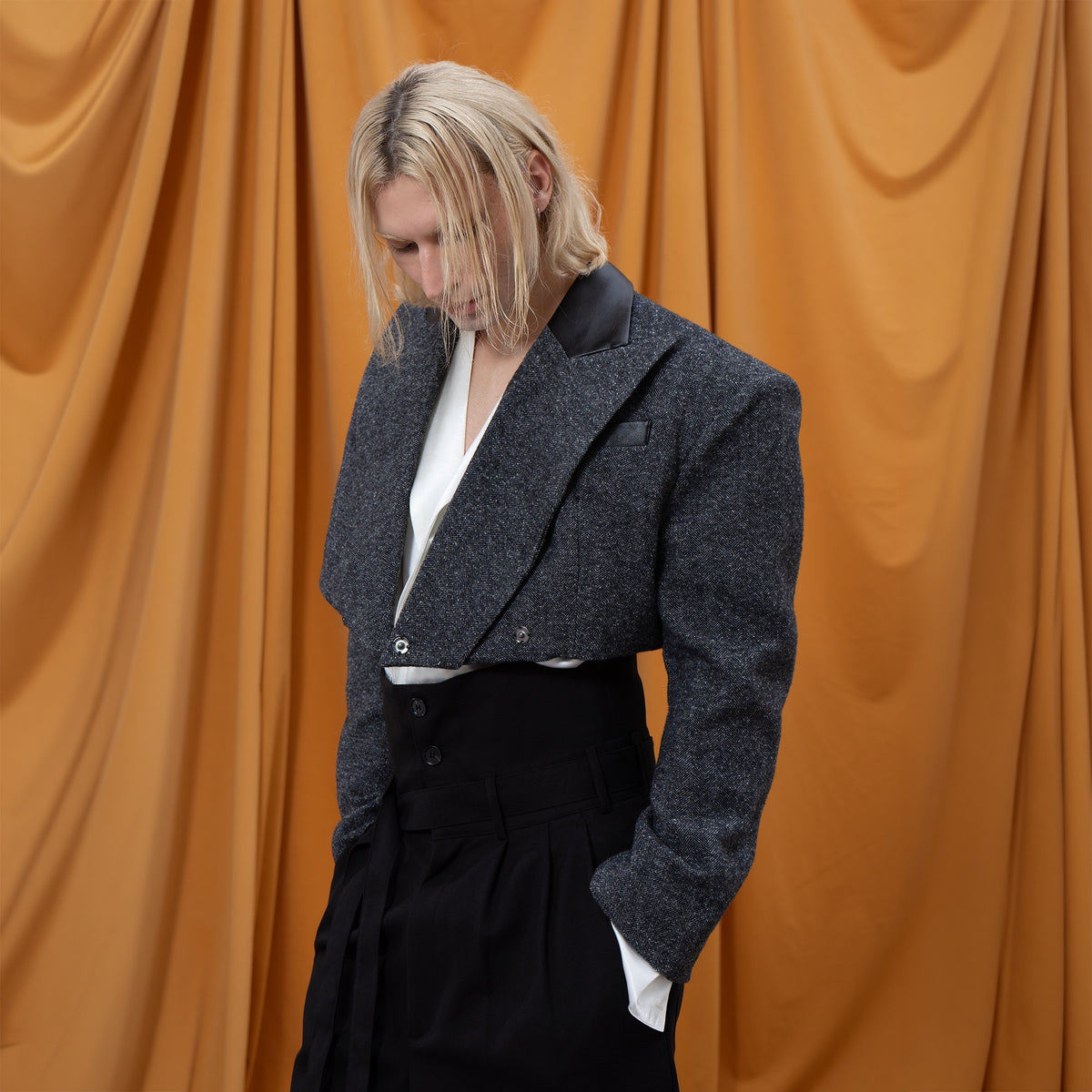 CLP Retro Wool-Blend Spliced Oversized Blazer