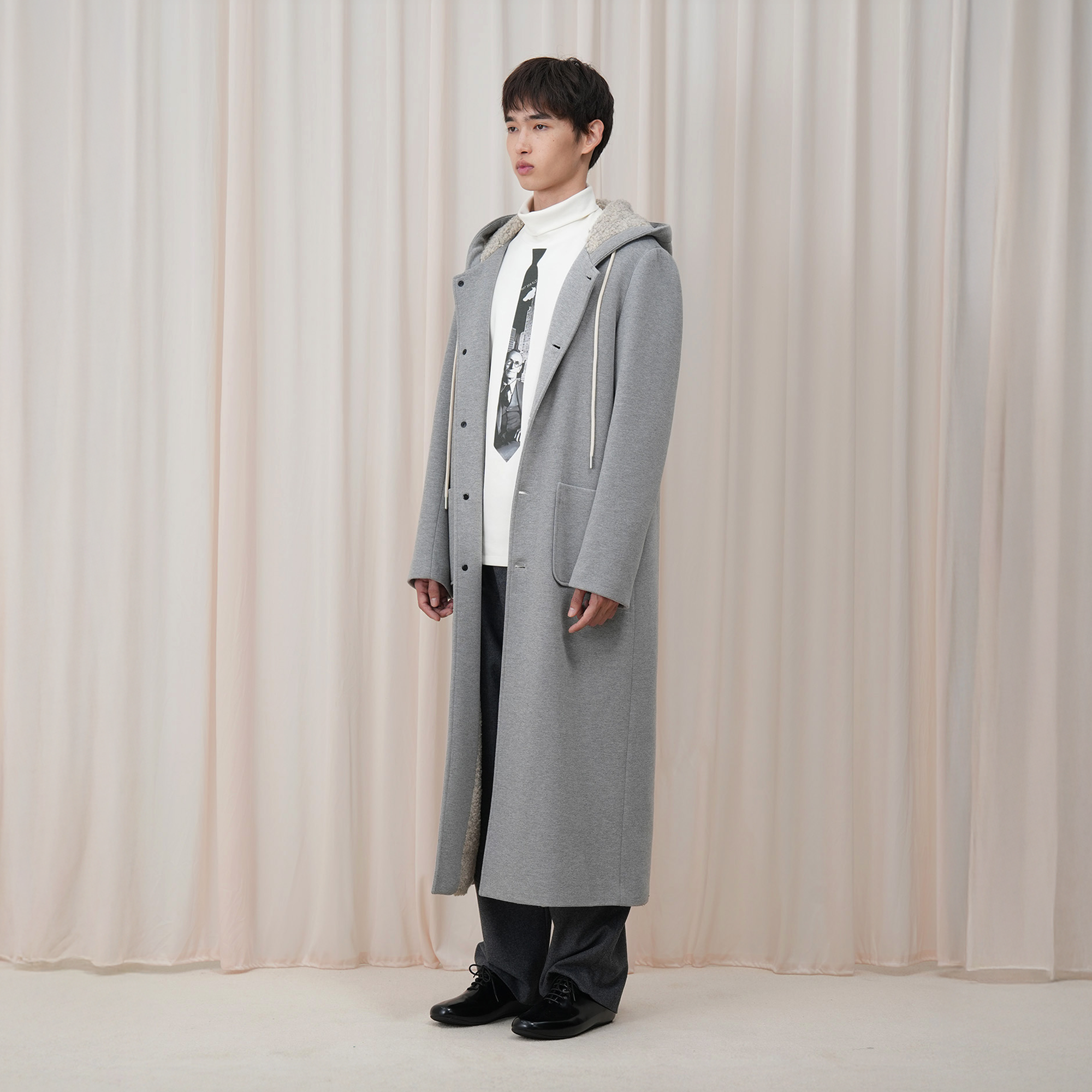 OUYANG WENJUN Sherpa-Lined Hooded Maxi Coat