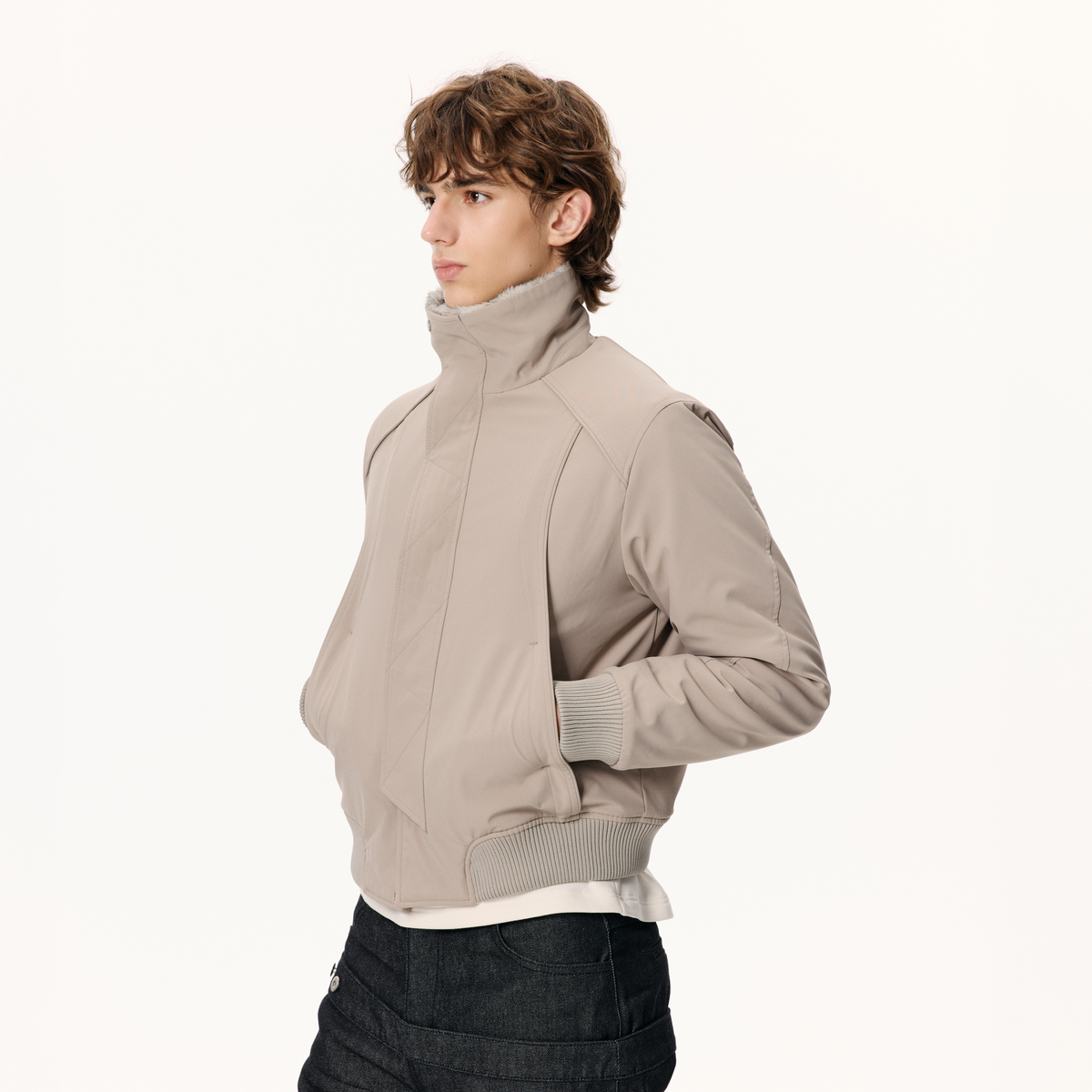 KREATE Faux Fur Stand-Collar Short Puffer Jacket
