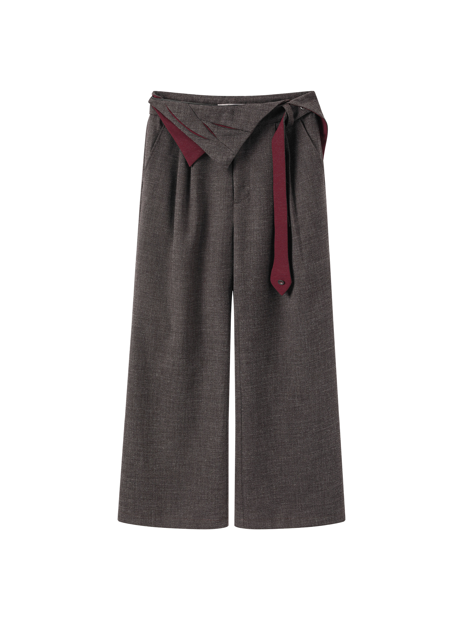 ALVNG AR ANTS Detachable Contrast Waist Tie Pleated Trousers