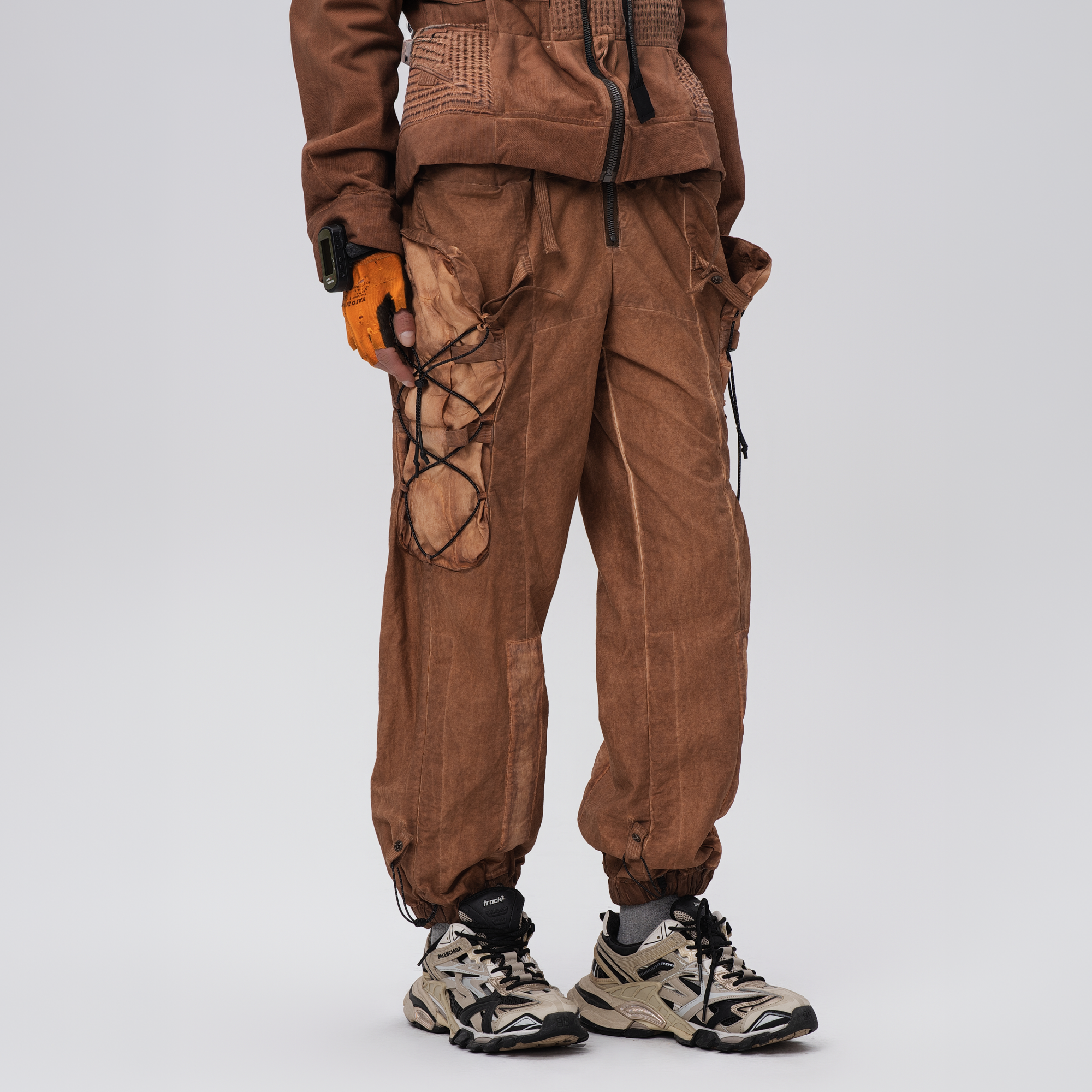 STEAM Washed Multi-Pocket Detachable Waist Bag Cargo Pants
