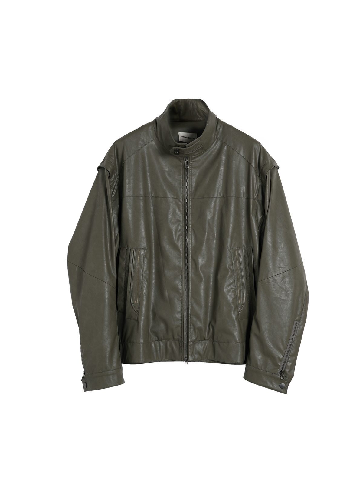ORGANIC EMOTION Faux Leather Detachable-Sleeve Biker Jacket