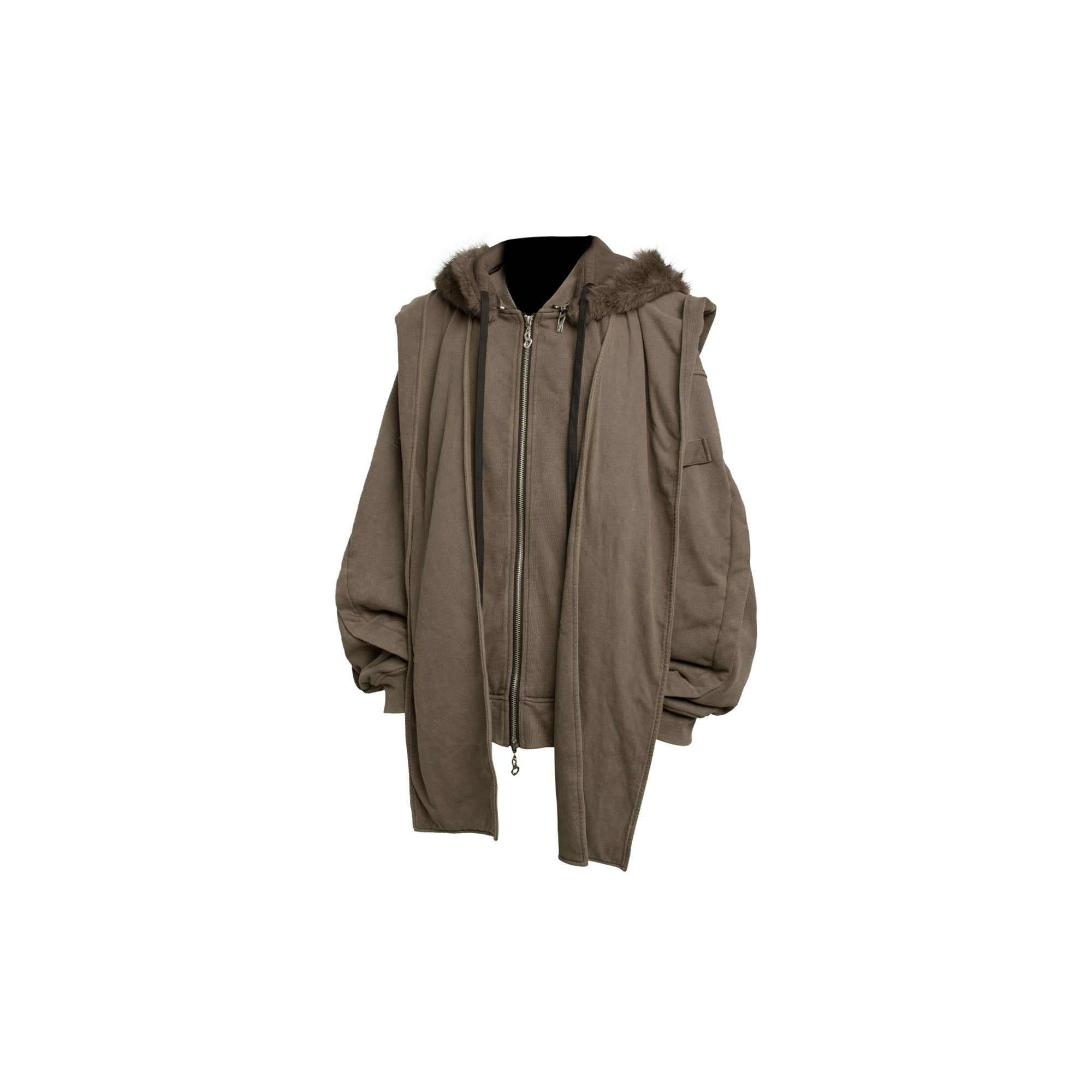 RELABEL Detachable Faux Fur Hood Jacket Brown