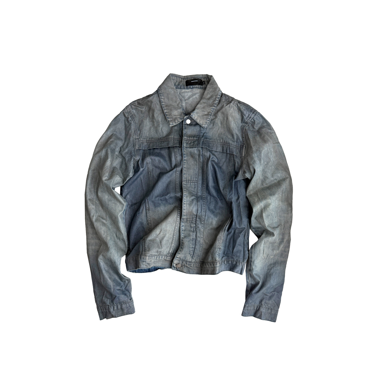 CINDER VEIN Brush-Paint Washed Distressed Denim Jacket